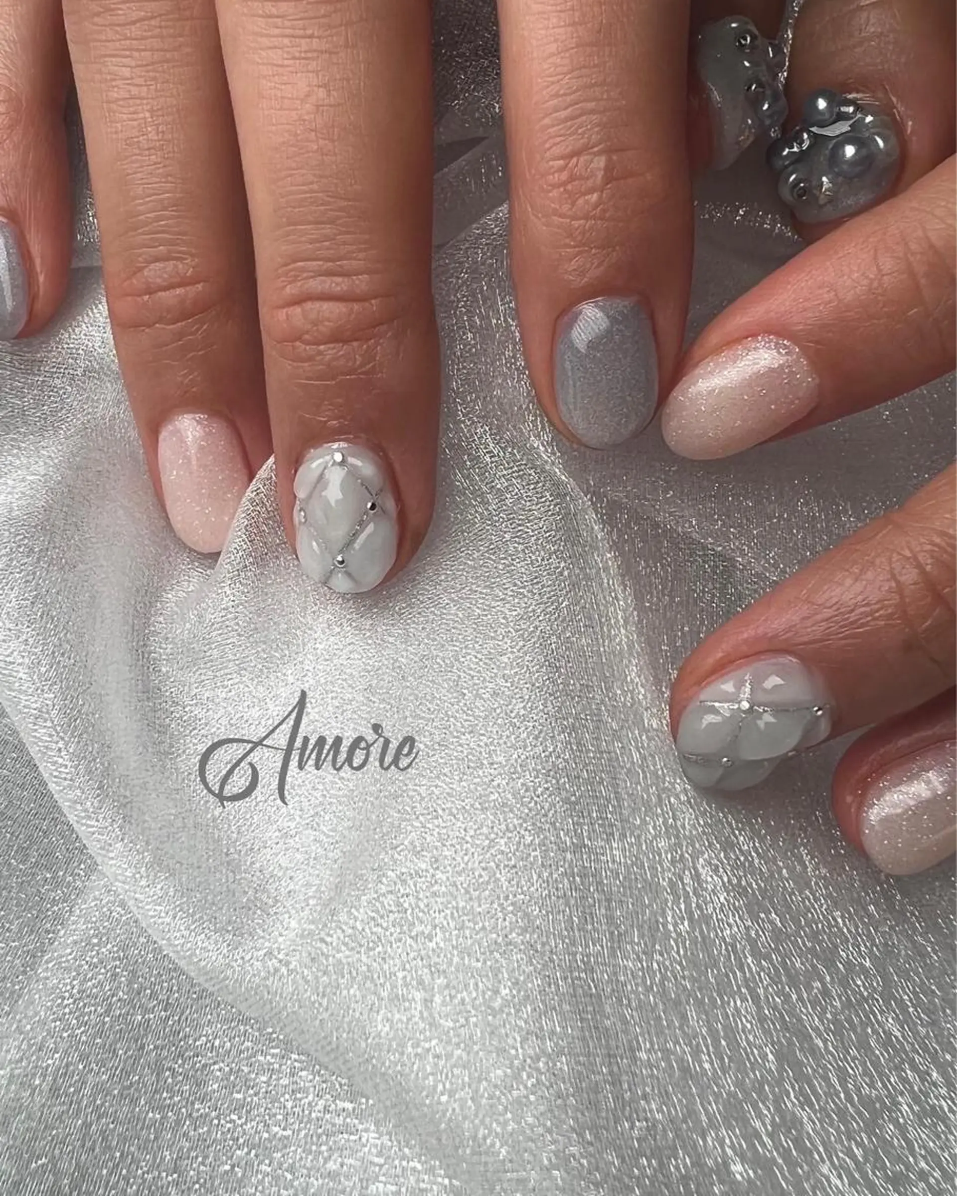 ネイル ジェルネイル ミラーネイル オフィスネイル パラジェル You kyehwaのネイルデザイン