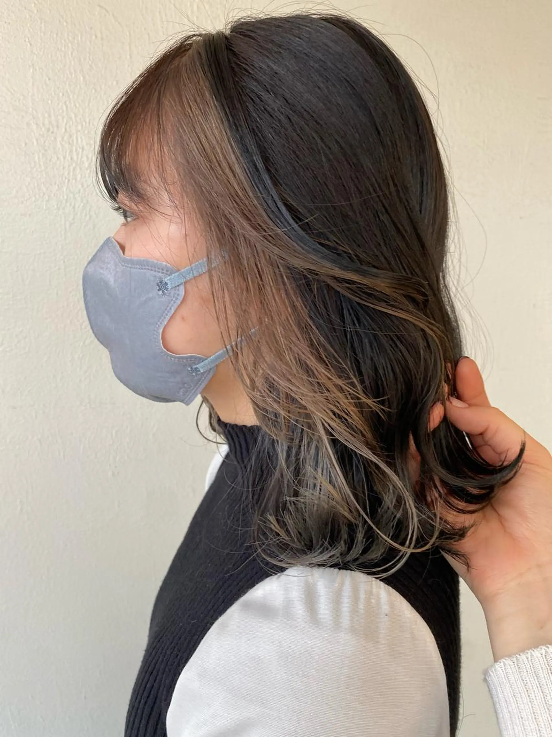 ミディアム カラー デザインカラー 顔周りカット ヘアカラー トリートメント 鹿児島 聖来のヘアスタイル