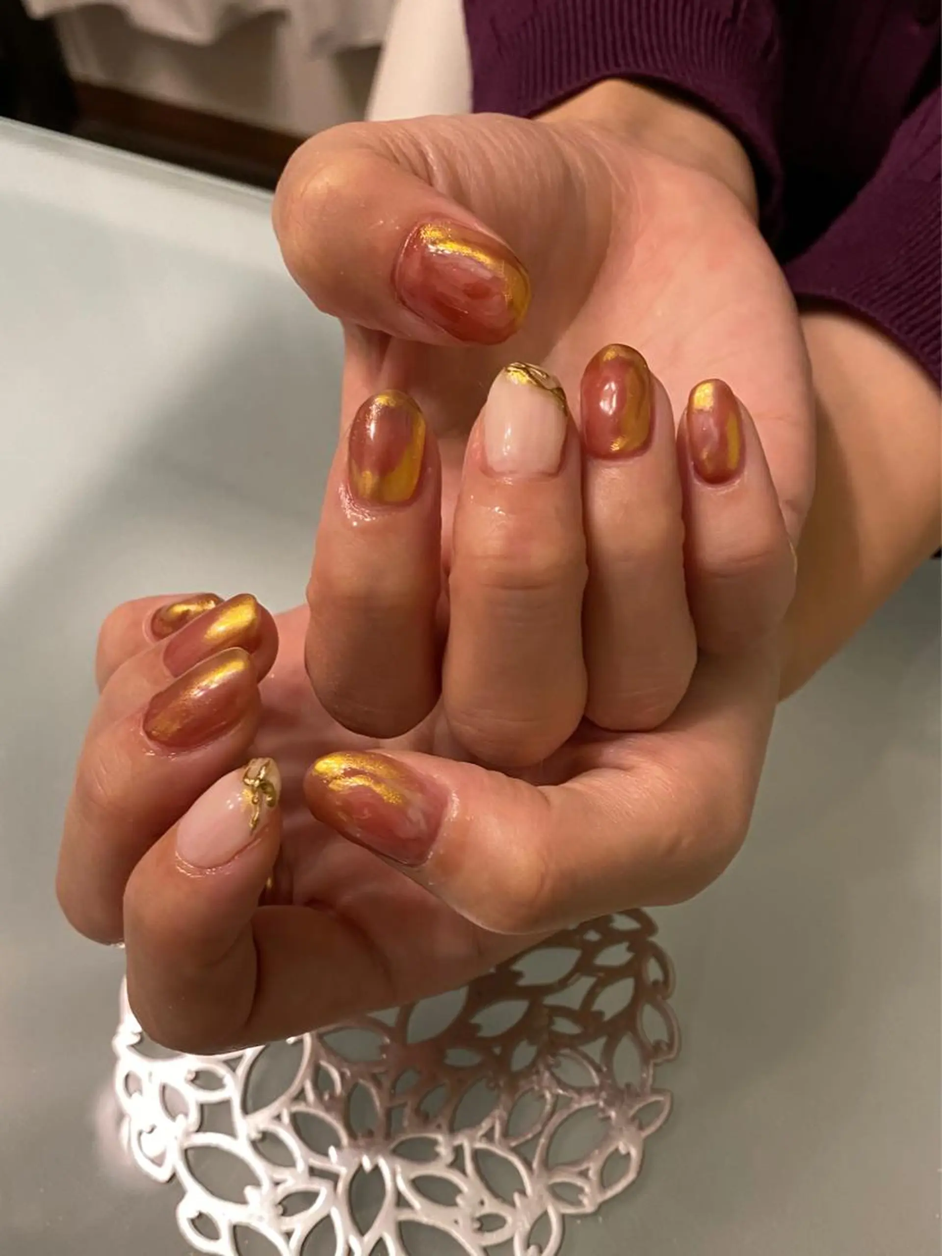 ネイル ミラーネイル ニュアンスネイル nailsalon ラセラヴィのネイルデザイン