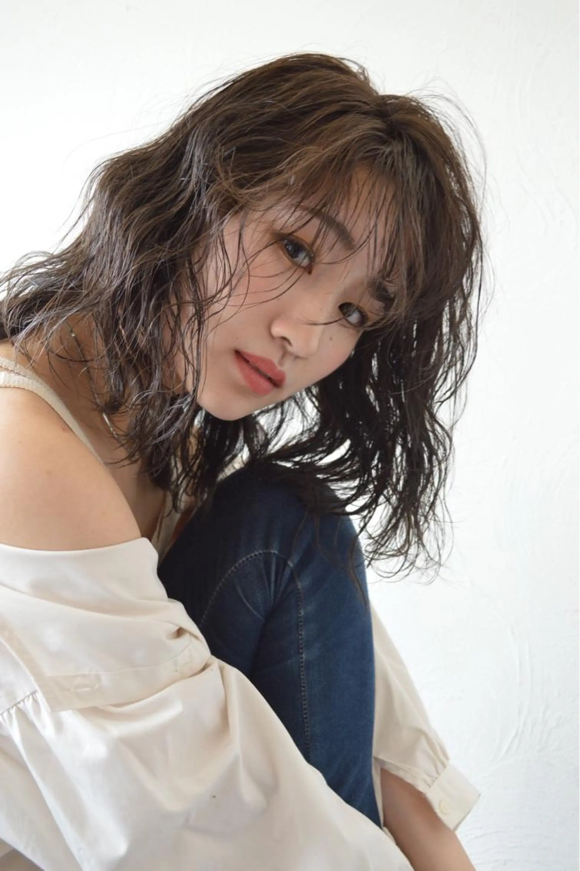 セミロング ワンレンボブ アッシュ ボブ 【今だけブリーチ 限定価格💕】すみのヘアスタイル