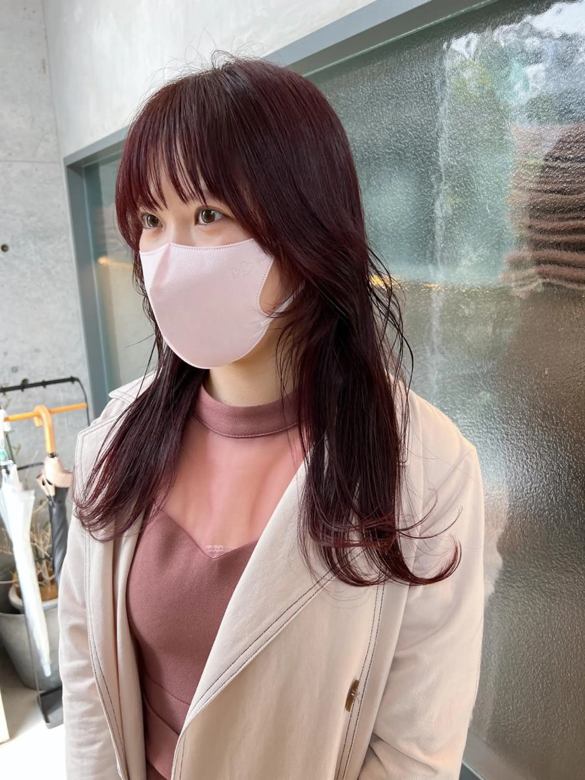 ロング カラー ブリーチ ブリーチなしカラー ピンクカラー 顔周りカット 伸ばしかけ 誰より丁寧なカット/ 小林輝/レイヤーのヘアスタイル