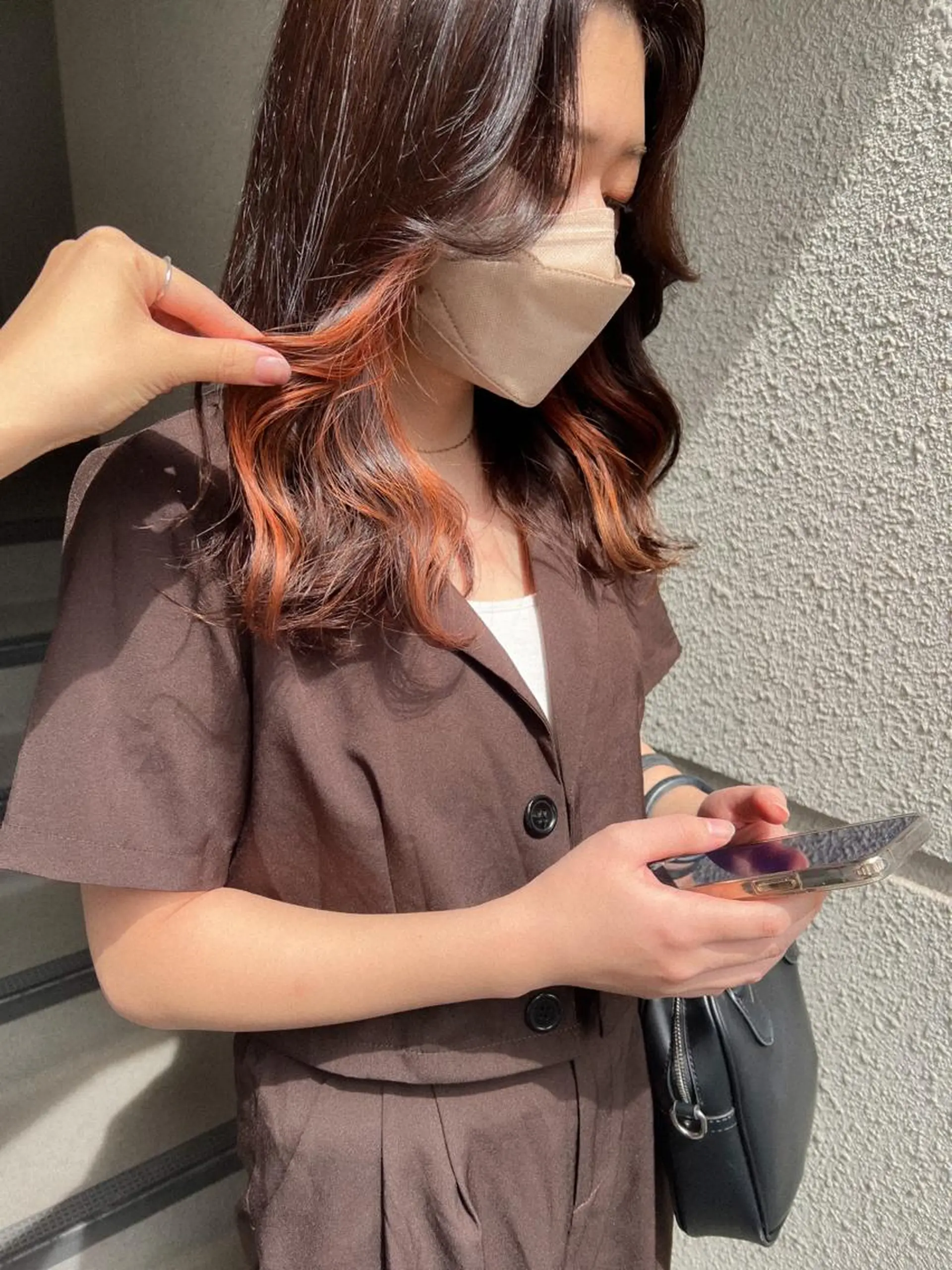 セミロング カラー ブラウンカラー チョコレートブラウン オレンジ ヘアカラー カラーパティシエ facce🌼ikoのヘアスタイル