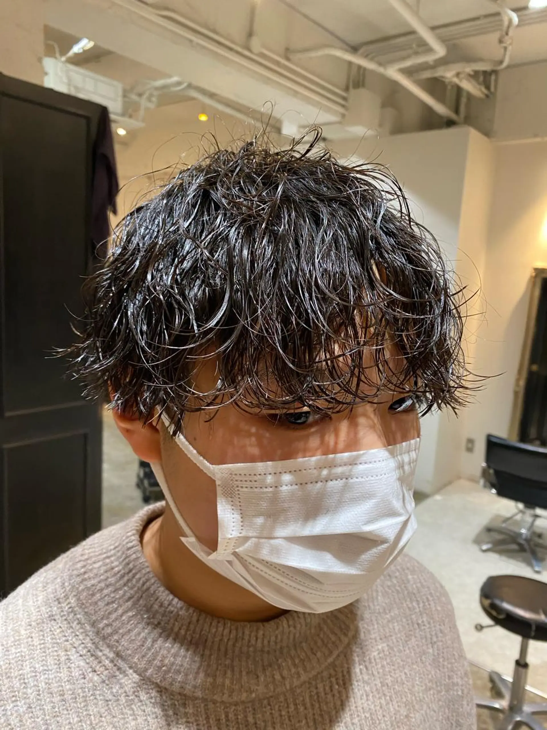 ミディアム メンズ カット パーマ バレイヤージュ職人 🔥代表YU-SHIのヘアスタイル