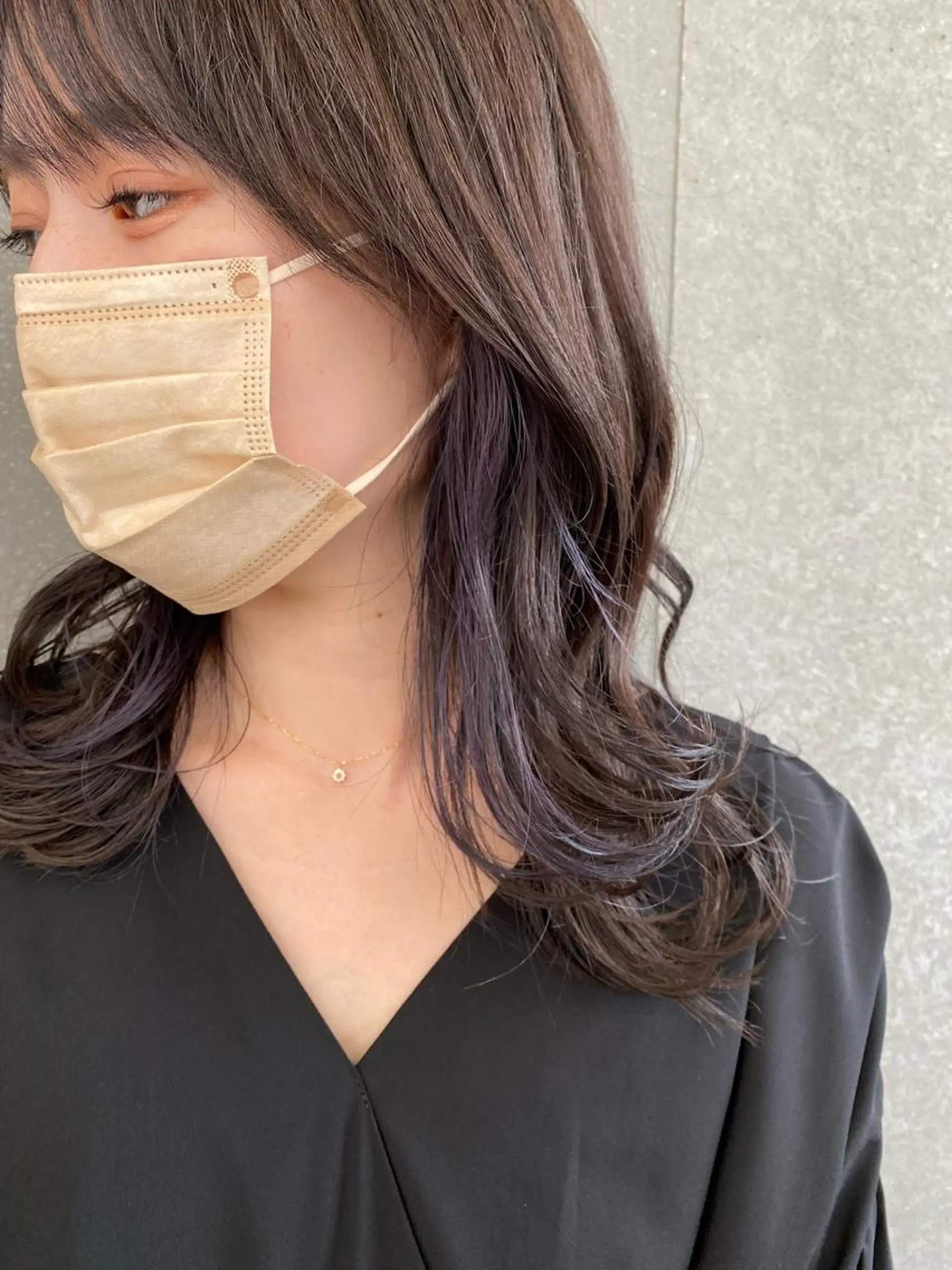 ミディアム カラー インナーカラー くびれヘア くびれレイヤー レイヤーカット 渋谷/ボブ×髪質改善 輝来のヘアスタイル