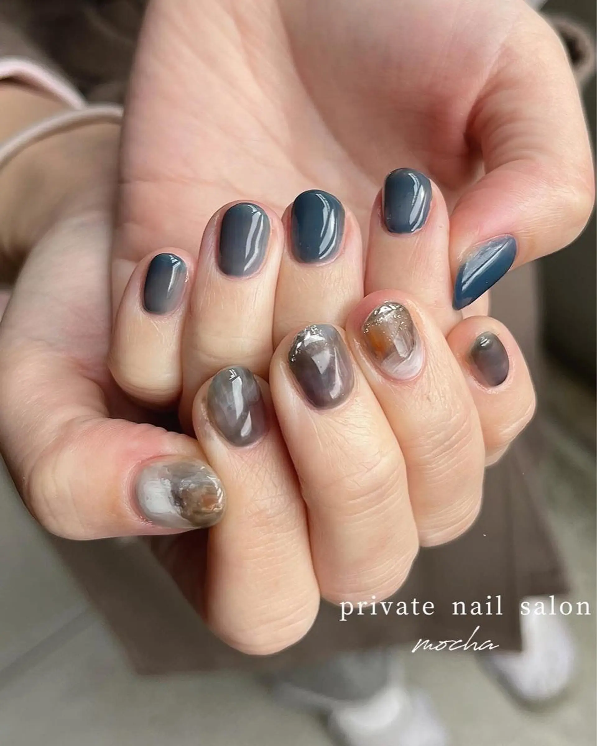 ネイル アートネイル カジュアル チークネイル フレンチネイル ジェルネイル ハンドネイル mocha nailのネイルデザイン