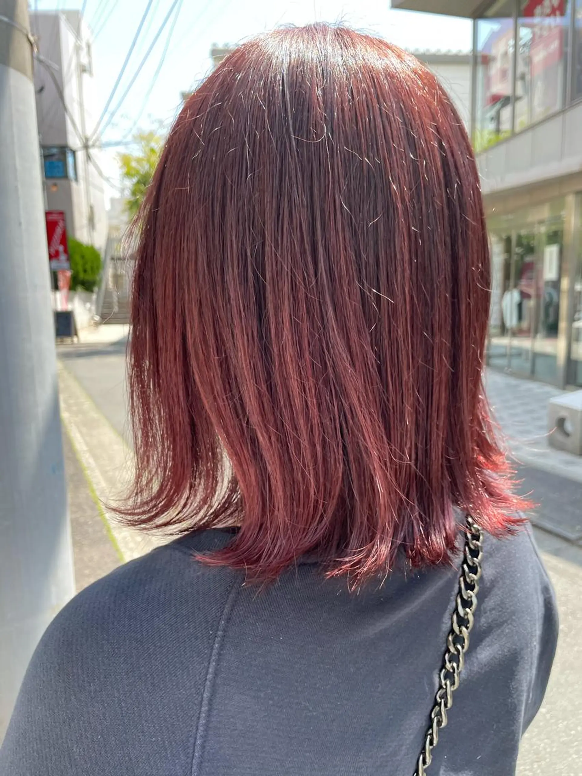 ミディアム カラー ピンクカラー レッドカラー hazuki 🌝のヘアスタイル