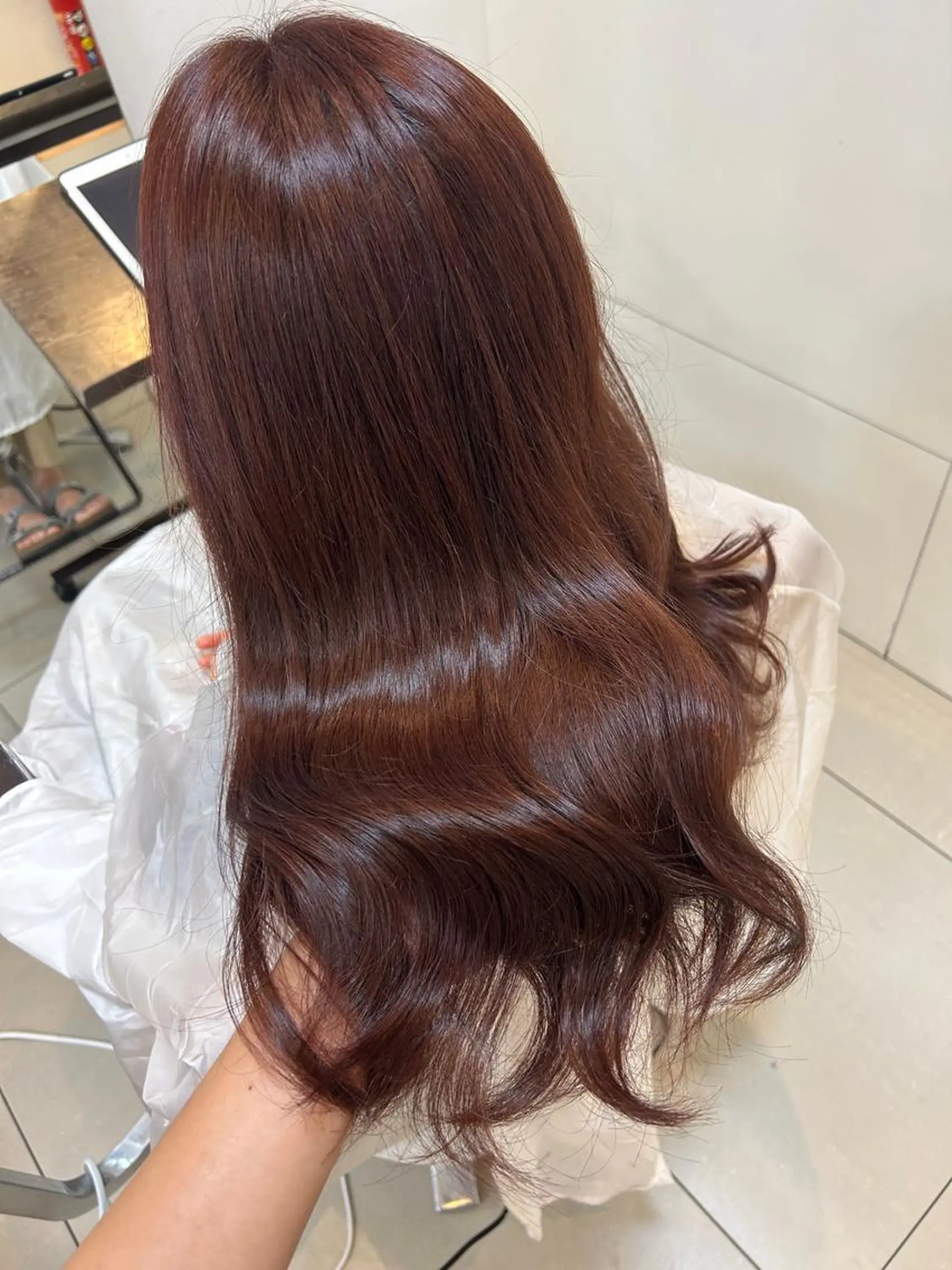 ロング カラー ブラウンカラー ピンクカラー ピンクブラウン 阪田 真奈未のヘアスタイル