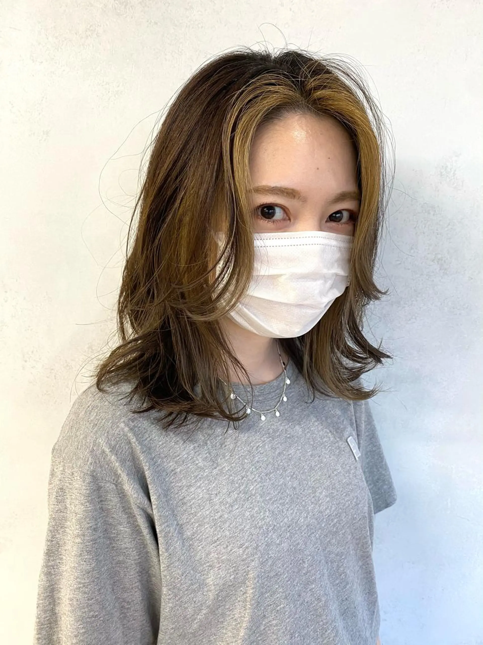 ミディアム カット ヘアカラー ハッシュカット /レイヤー/大阪中津のヘアスタイル