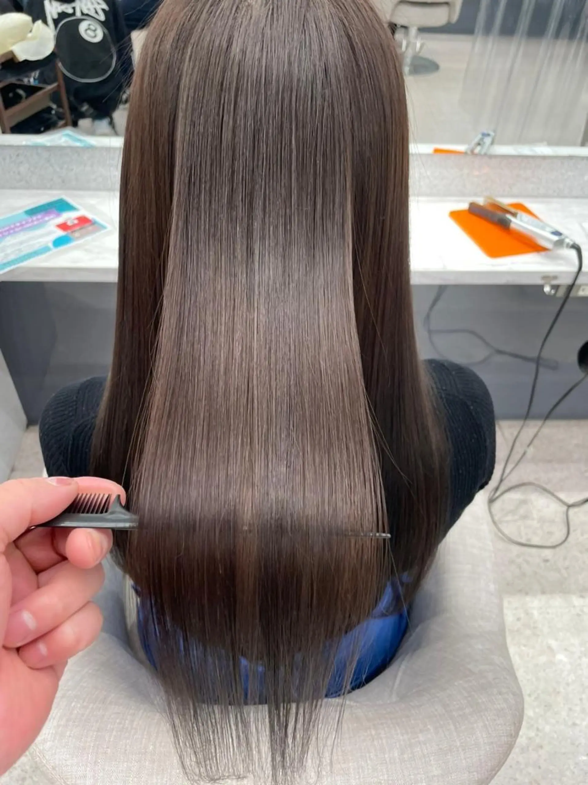 ロング お団子ヘア ミストバング ボブ ハイライト 姫カット 松本 湧貴のヘアスタイル