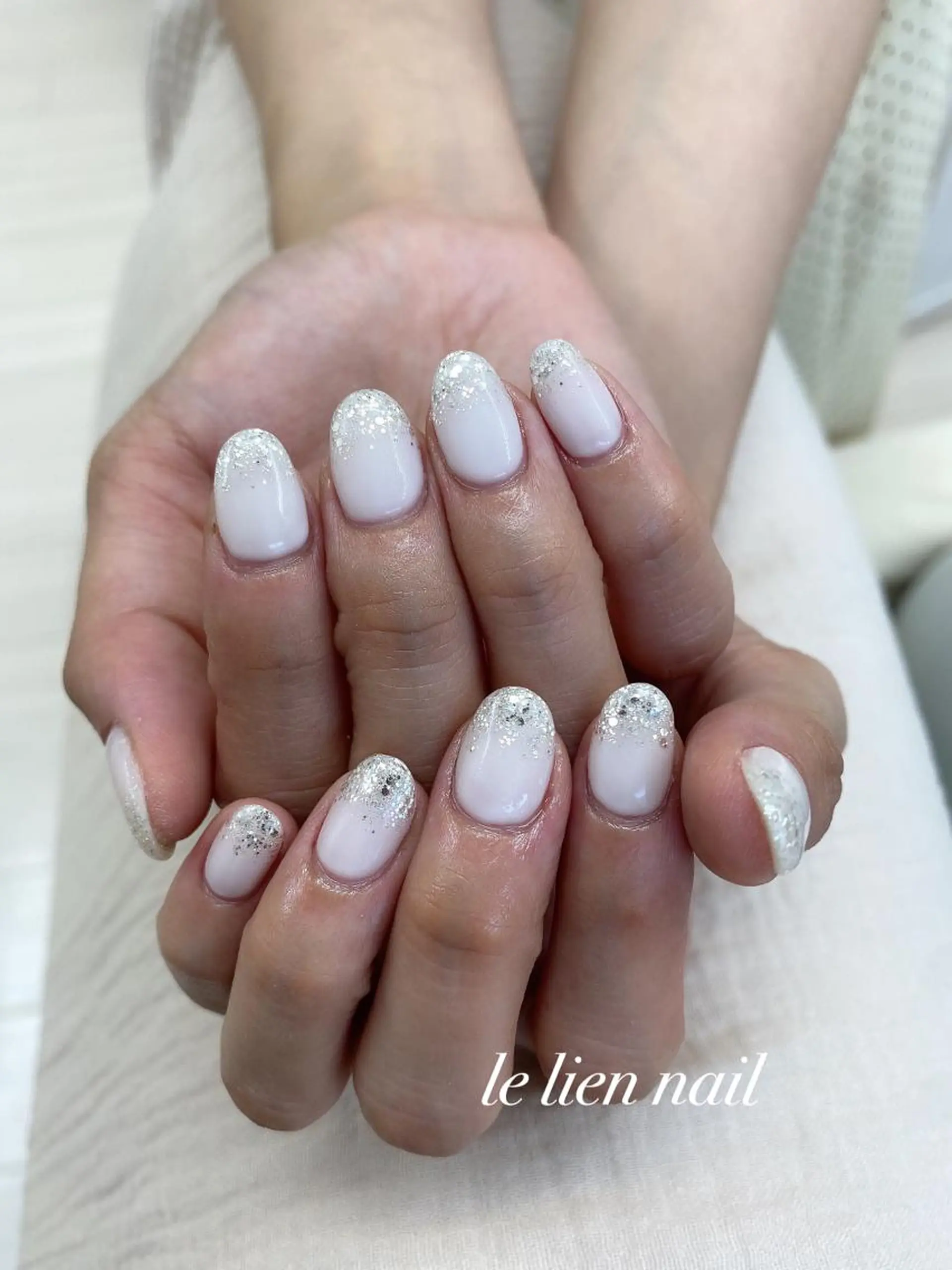 ネイル グラデーション ラメ(グリッター) ラメグラデーション ワンカラーネイル le lien nailのネイルデザイン