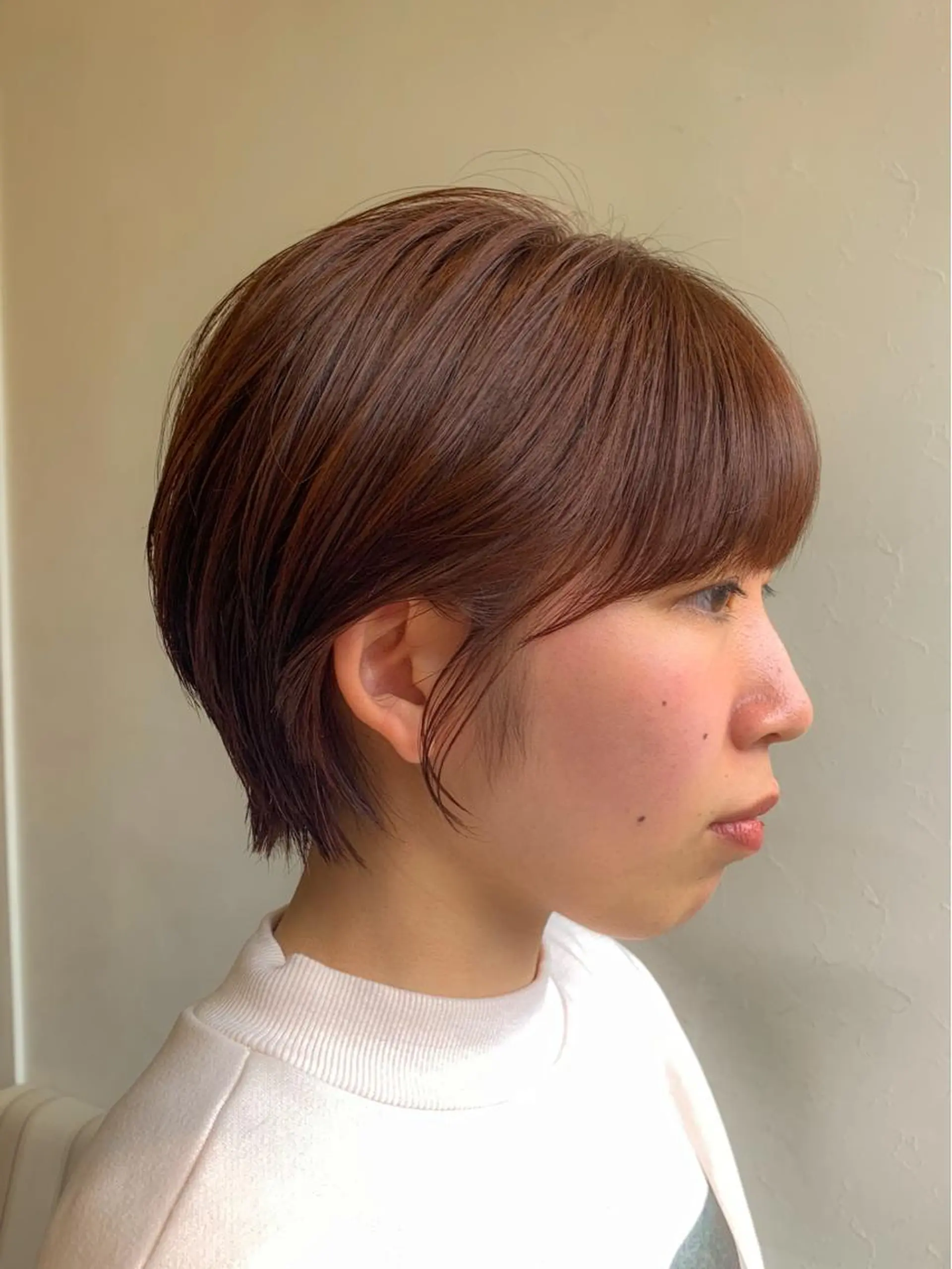 ショート オレンジブラウン ショートヘア 髪質改善ストレート/ ブリーチ／渋谷　福田のヘアスタイル