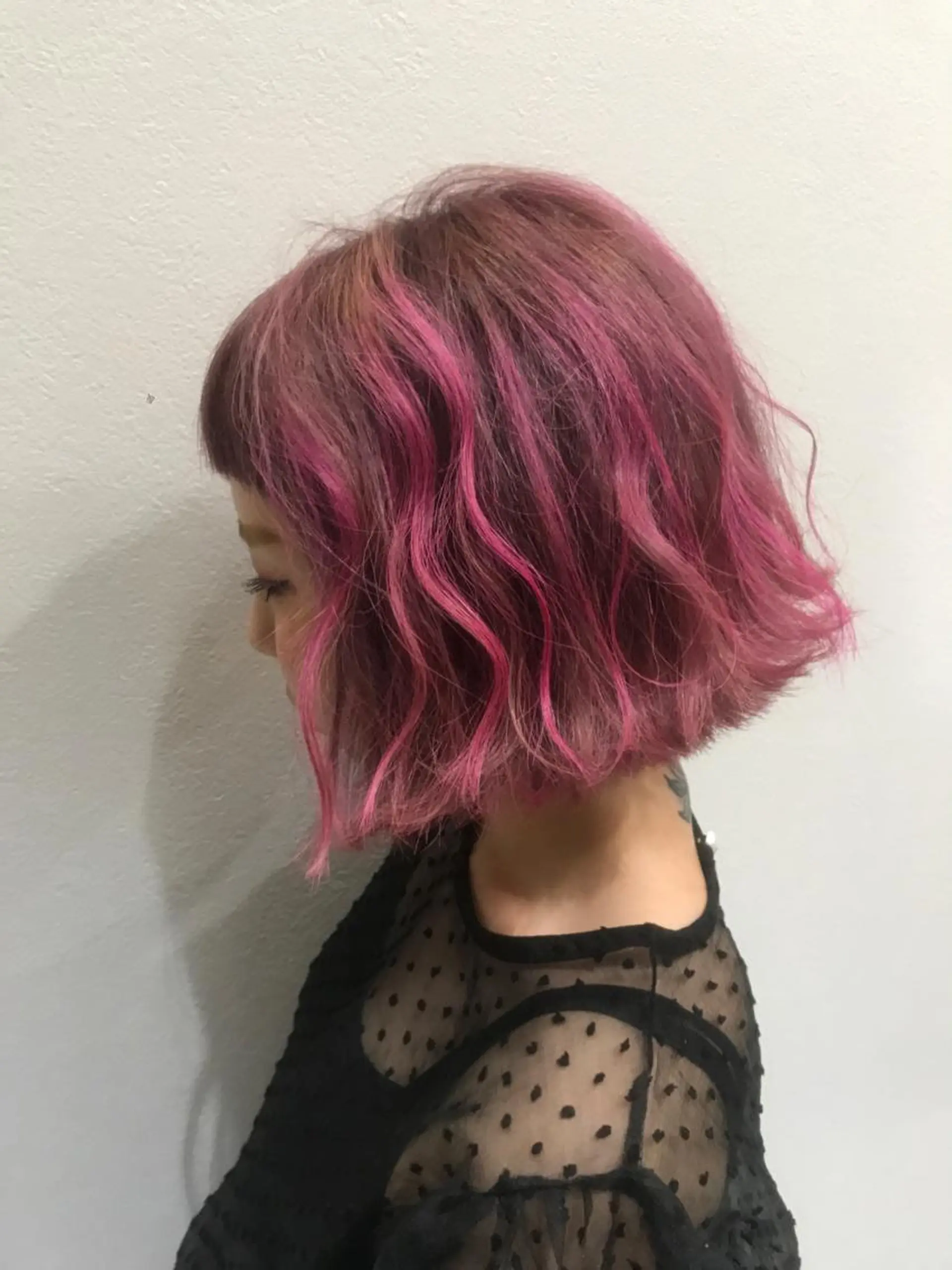 ショート ハイライト ブリーチカラー☆ 再生トリートメントのヘアスタイル