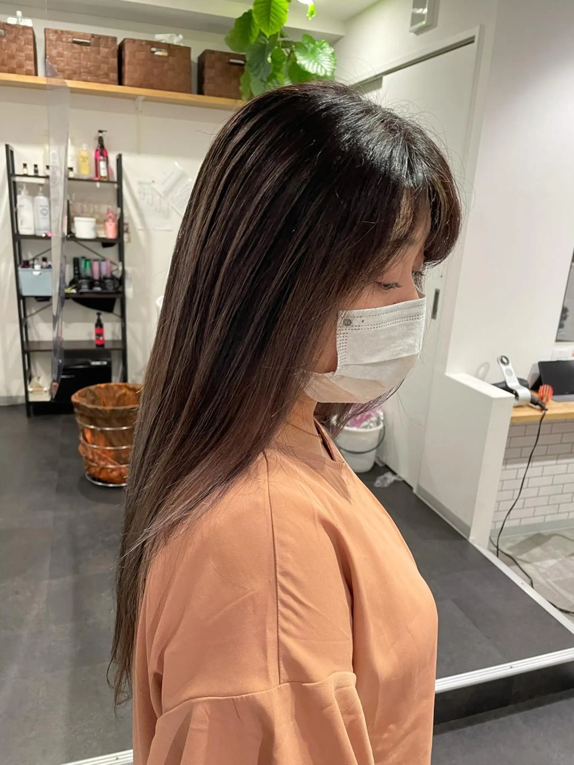 ロング カラー バレイヤージュ レイヤーカット 京都美容師 塩のヘアスタイル