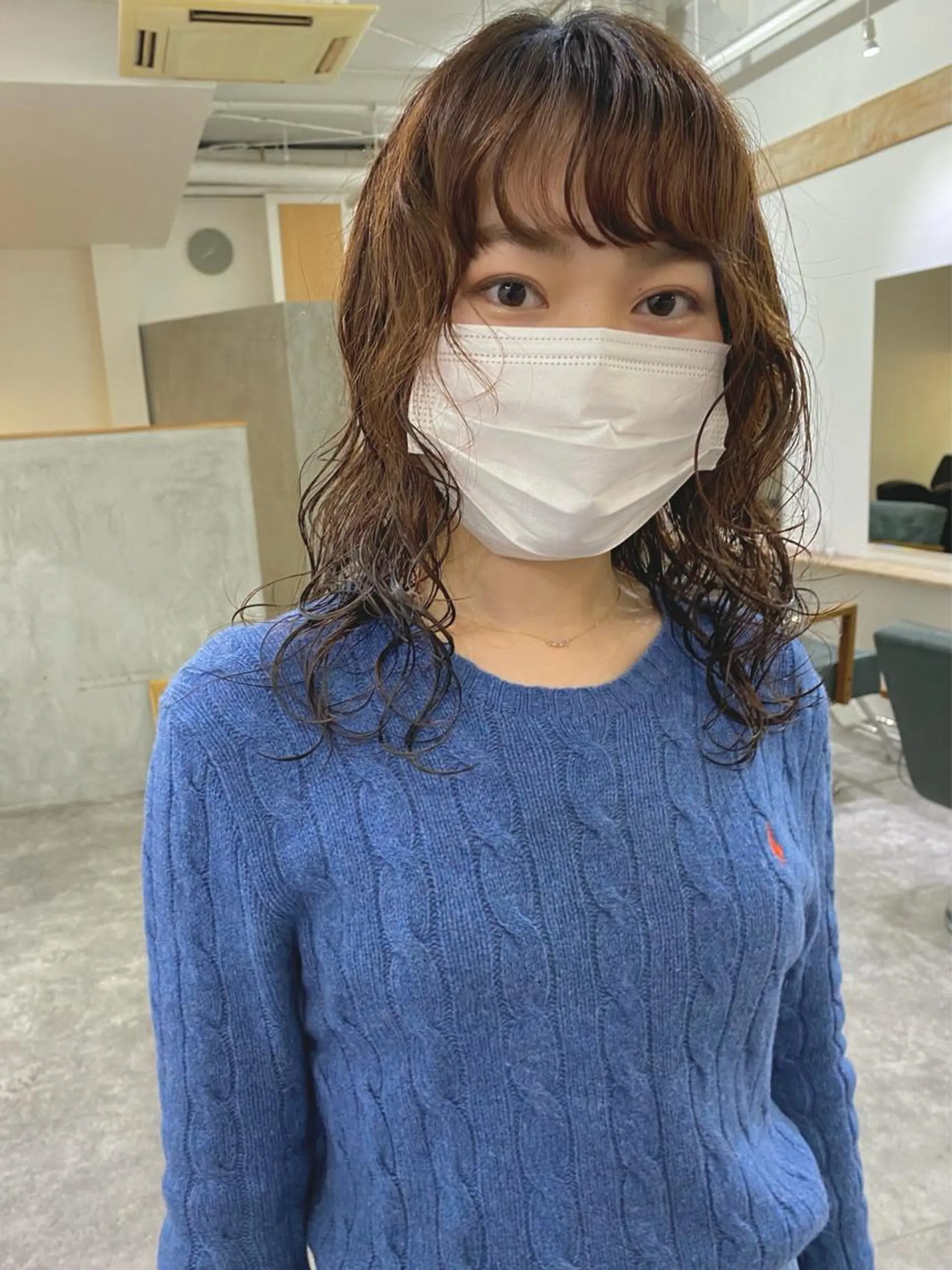 ミディアム パーマ ミディアムパーマ 森貴裕/ベージュ/ パーマ/オリーブのヘアスタイル