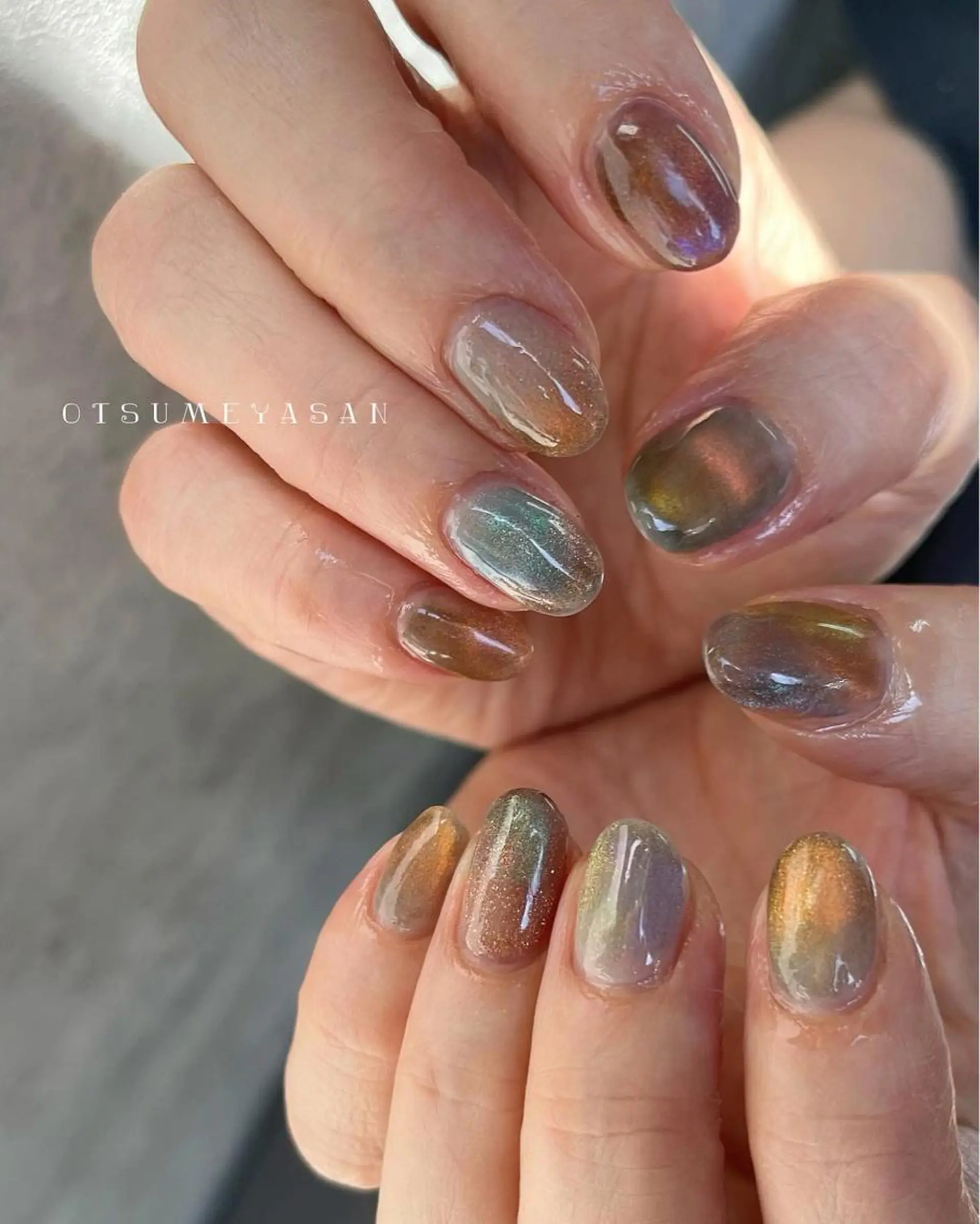 ネイル ジェルネイル 韓国ネイル マグネットネイル ミラーネイル ニュアンスネイル わたなべ ちかのネイルデザイン