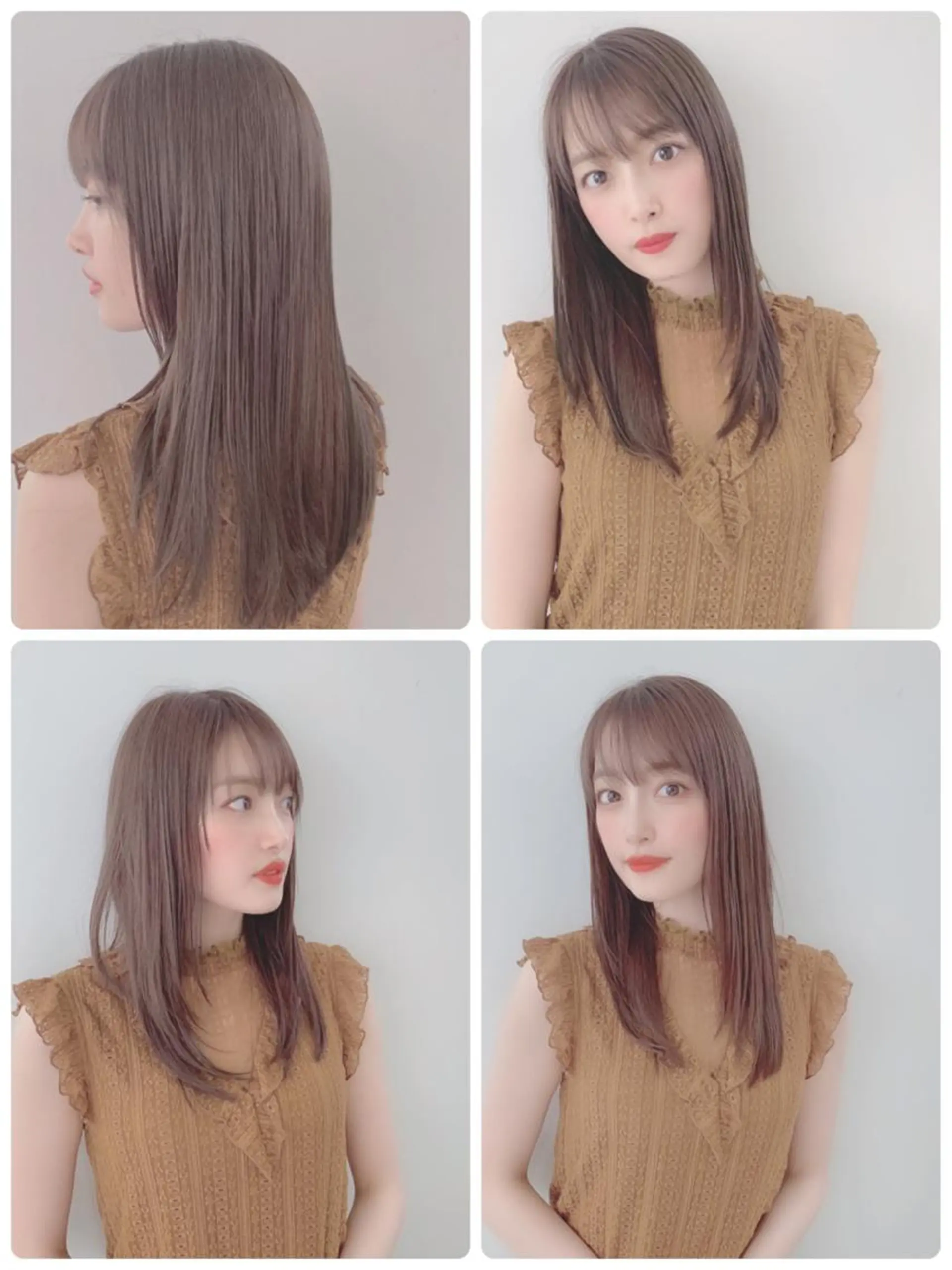 セミロング カラー ベージュカラー ブリーチ 透明感カラー ブリーチなしカラー カット 縮毛矯正 トリートメント 松川  智行のヘアスタイル