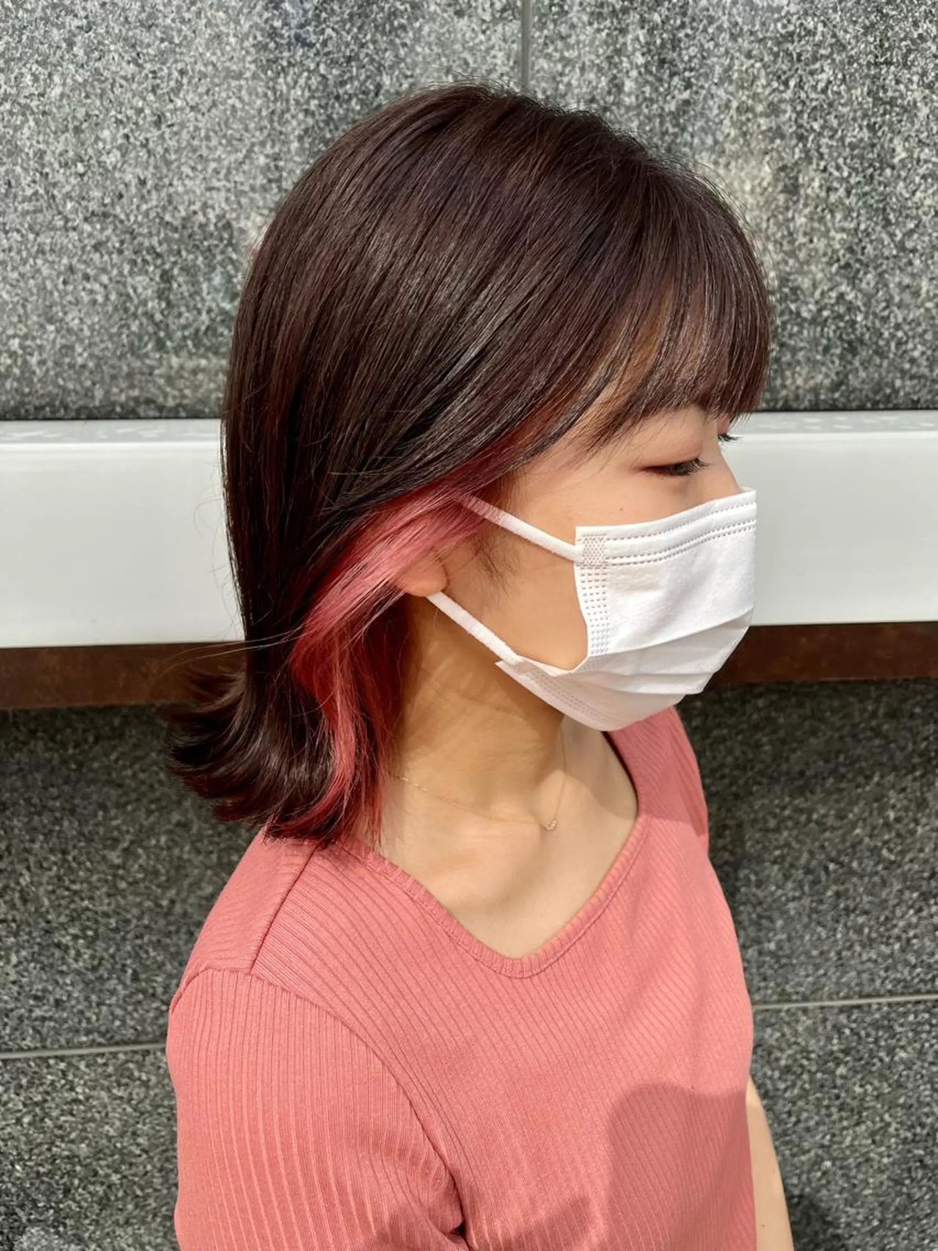 ミディアム カラー ピンクカラー ヘアカラー トリートメント ヘアセット 韓国/インナーカラー 🍑YUI🍑のヘアスタイル