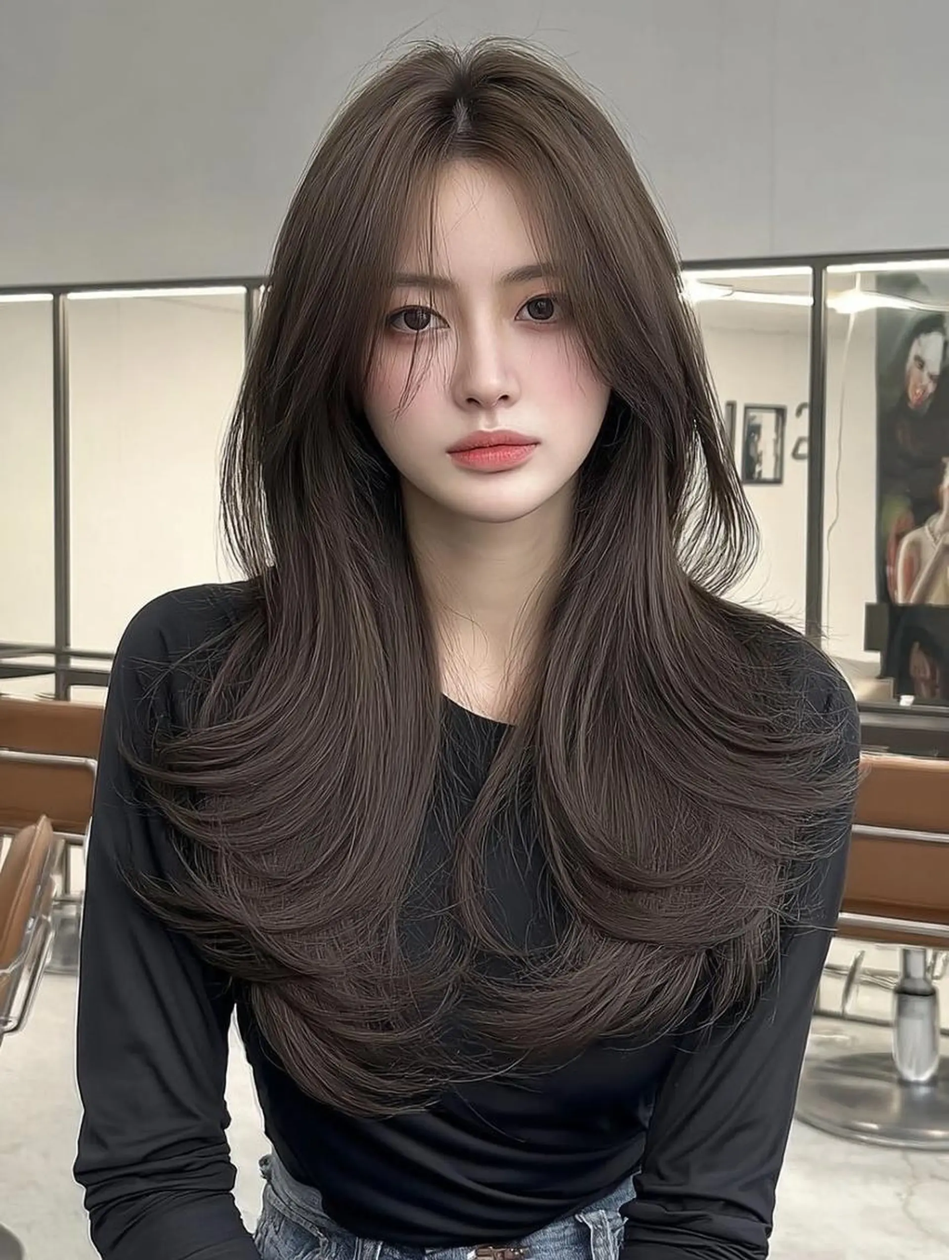 セミロング ボブ 髪質改善 韓国風ヘア レイヤーカット 縮毛矯正 カット ヘアカラー トリートメント 福園 弘郁のヘアスタイル