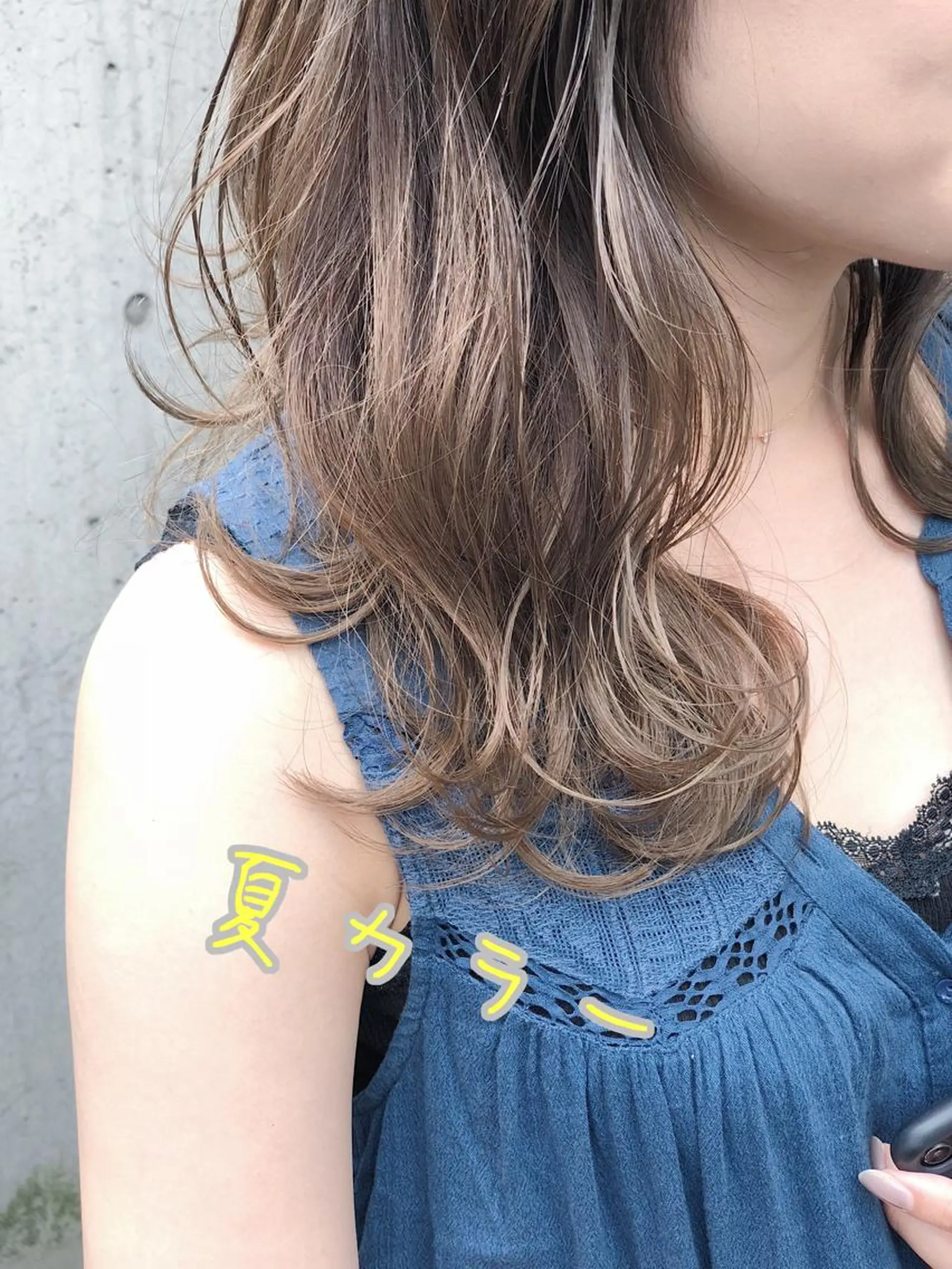 セミロング カラー ハイライトカラー ハイライト 似合わせ専門美容師 なかじまのヘアスタイル