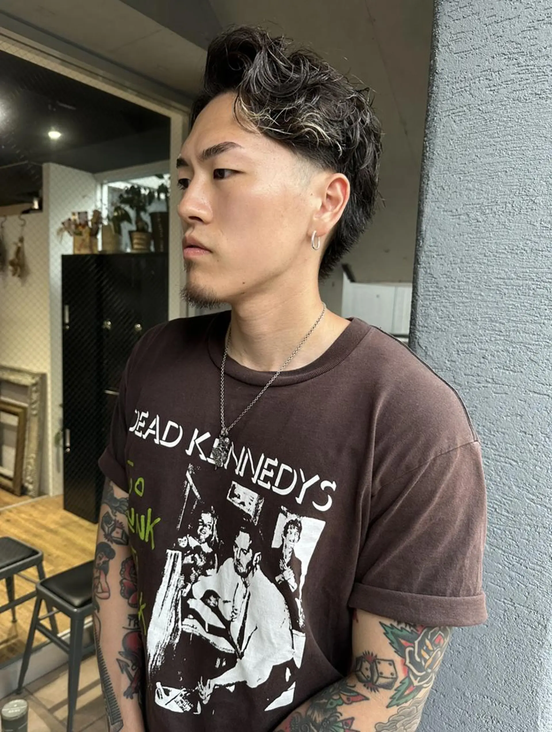 メンズ カット パーマ 山影✨バレイヤージュ ハイライト✨メンズ◎のヘアスタイル