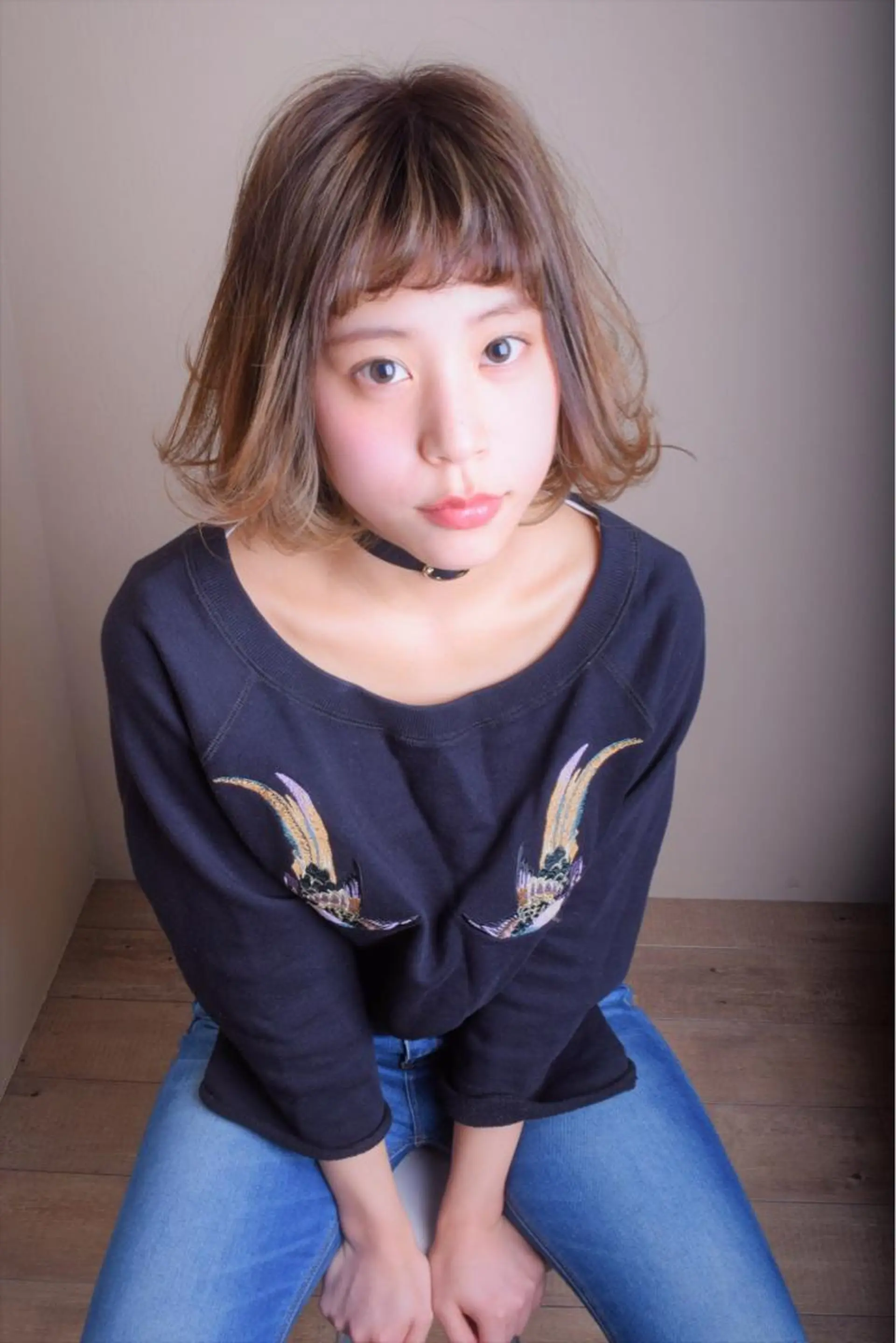 ミディアム カラー パーマ Berry Berryのヘアスタイル