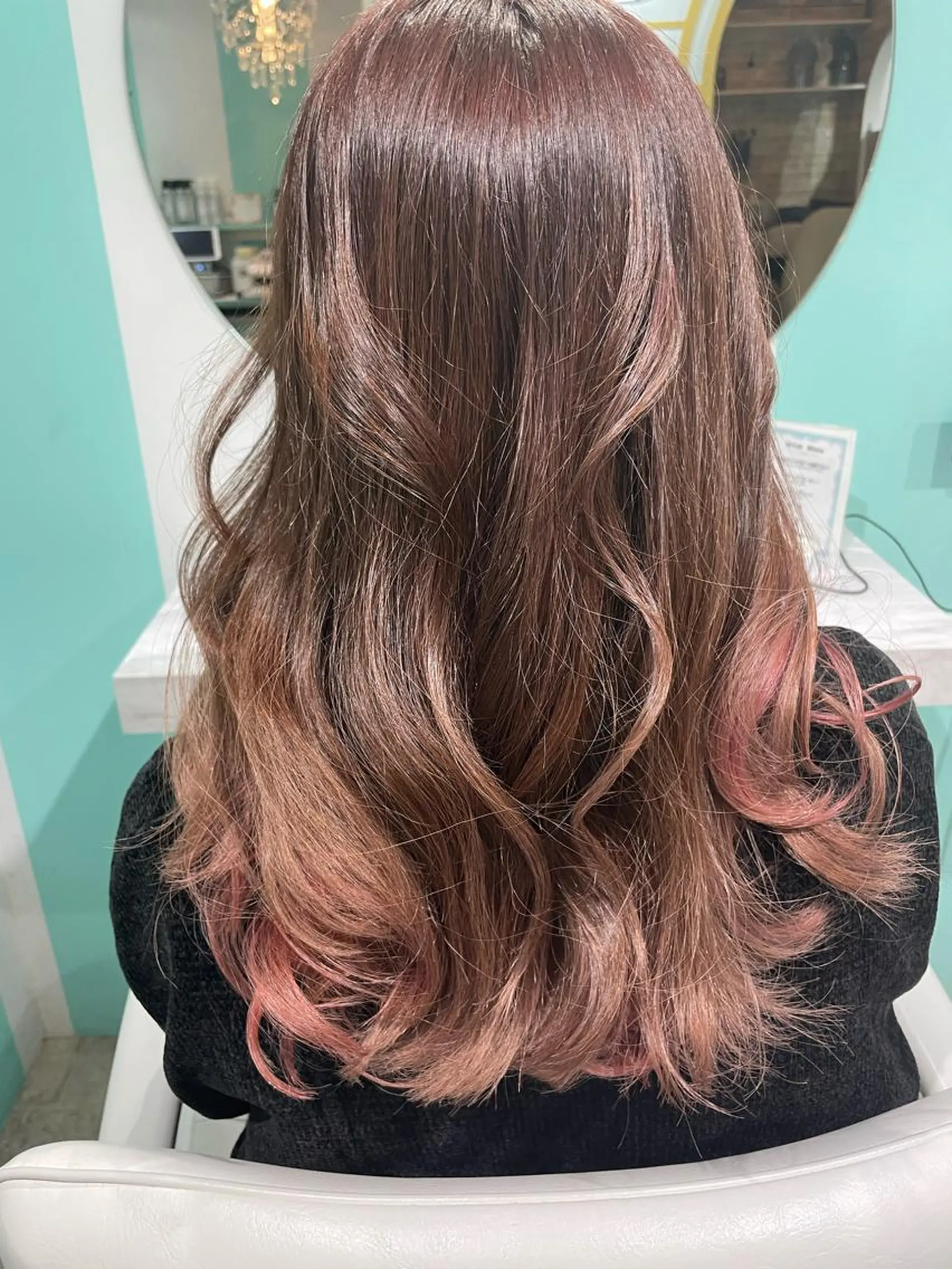 ロング ミストバング ヘアカラー 原 千景のヘアスタイル