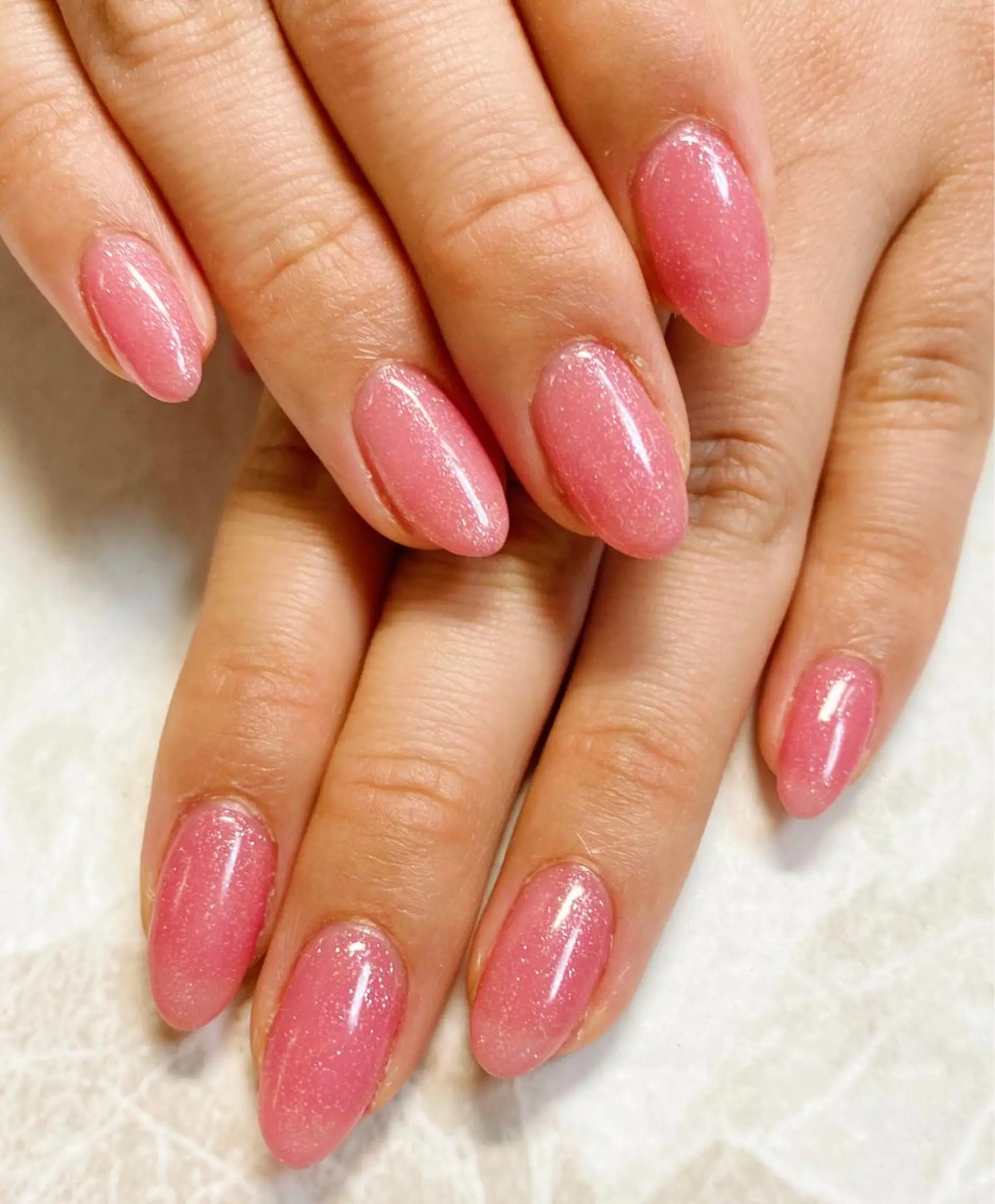 ネイル グラデーション ラメ(グリッター) ワンカラーネイル ピンク プティリボン 武蔵小金井店のネイルデザイン