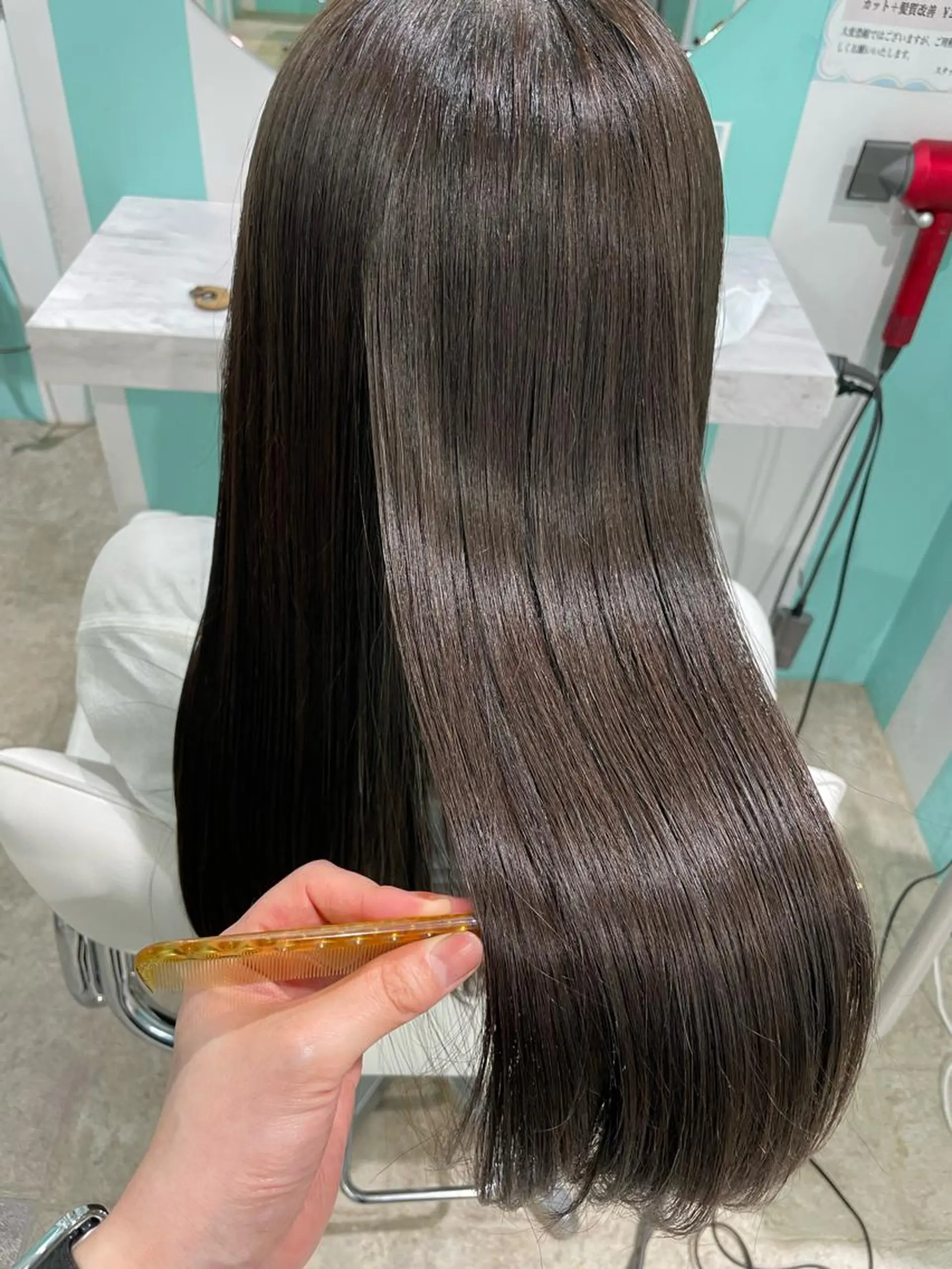 ロング 縮毛矯正 縮毛矯正 原 千景のヘアスタイル