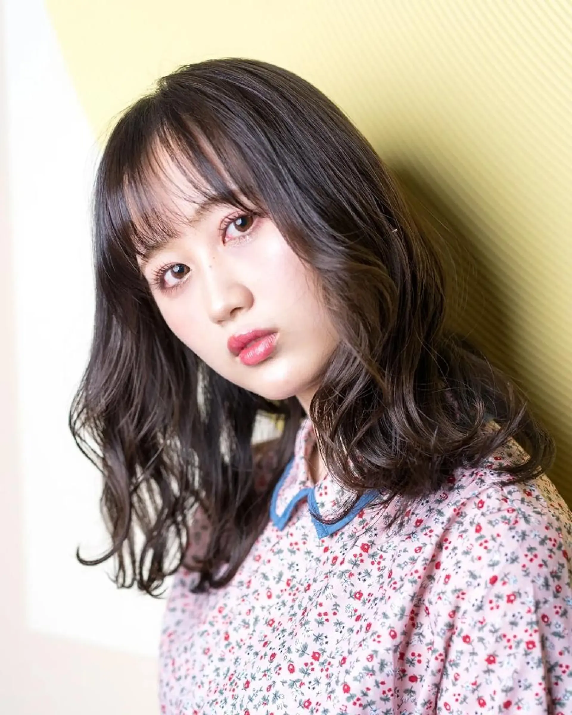 ミディアム パーマ カラー 撮影モデル 松尾 泰伸のヘアスタイル