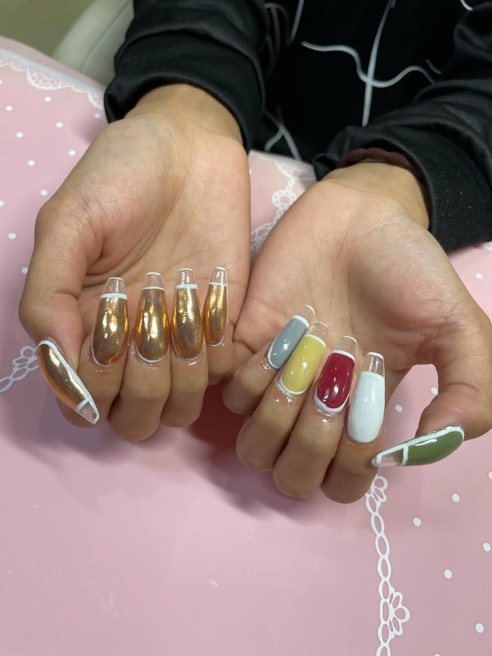 セミロング ネイル フレンチネイル ミラーネイル ハンドネイル 《LB》ラブリエ Nail&eyeのマツエク・マツパデザイン