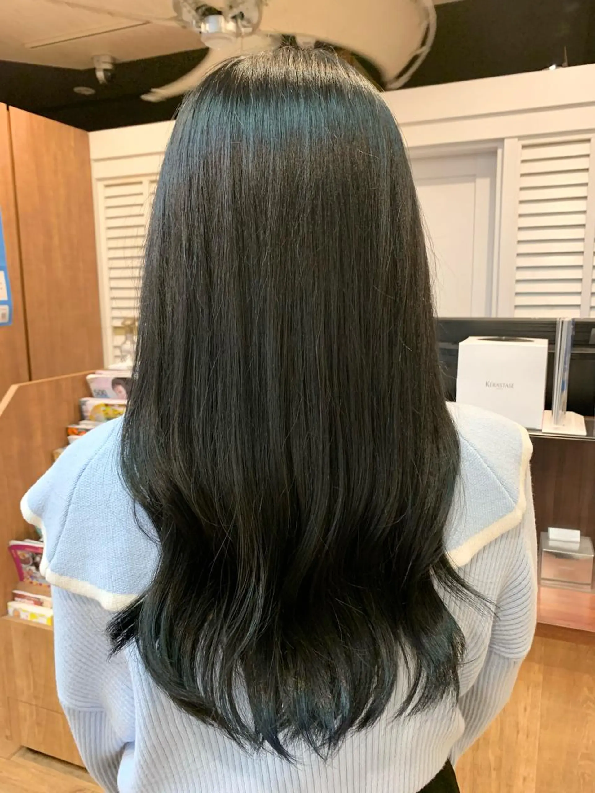 ロング カラー 黒髪 ブリーチ ブルーカラー ブルーブラック ブリーチなしカラー ヘアカラー yuri🌼 NUMBER 天王寺のヘアスタイル