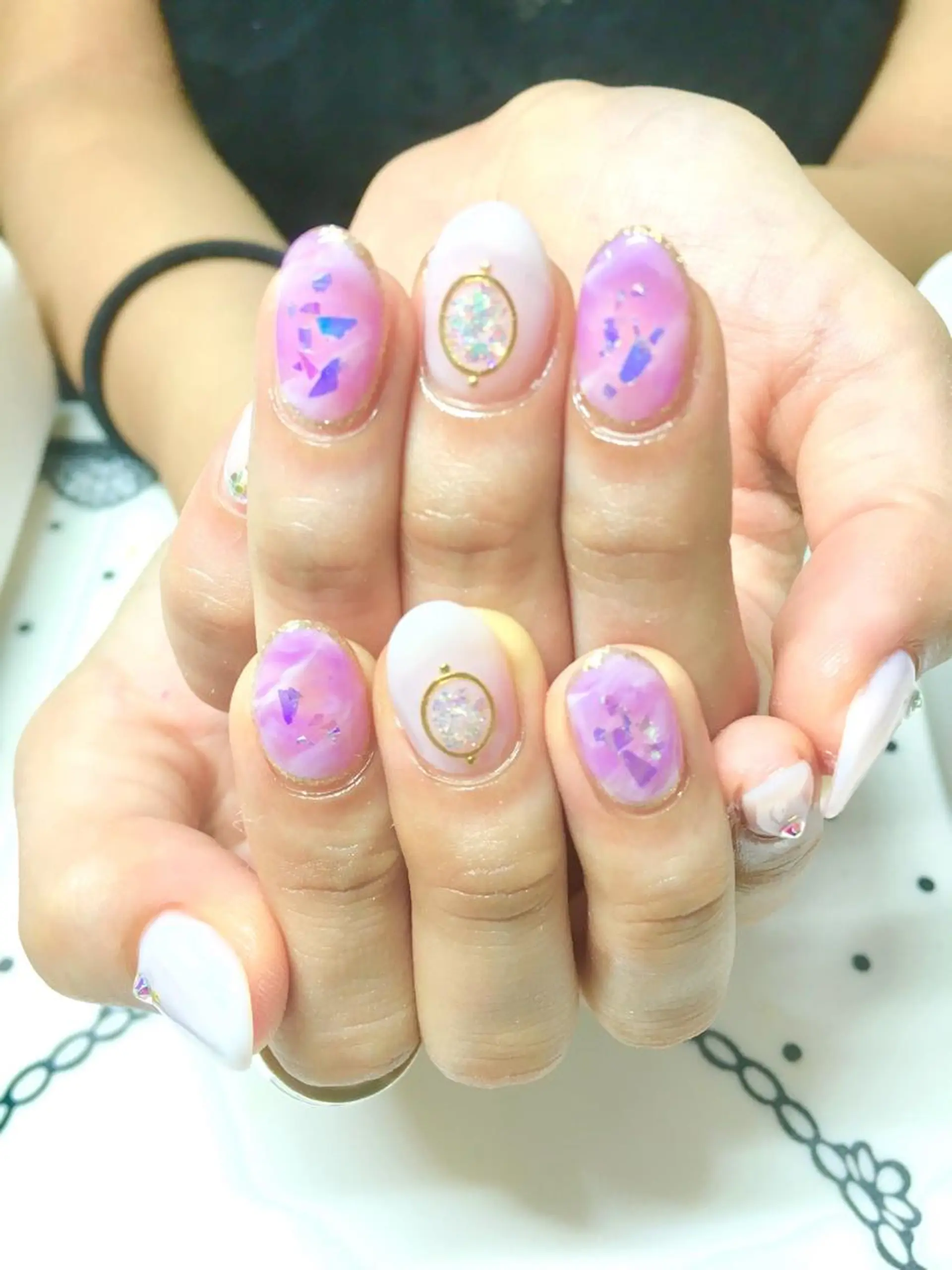 ネイル フットネイル ジェルネイル ミラーネイル パラジェル 春ネイル clover nailのネイルデザイン