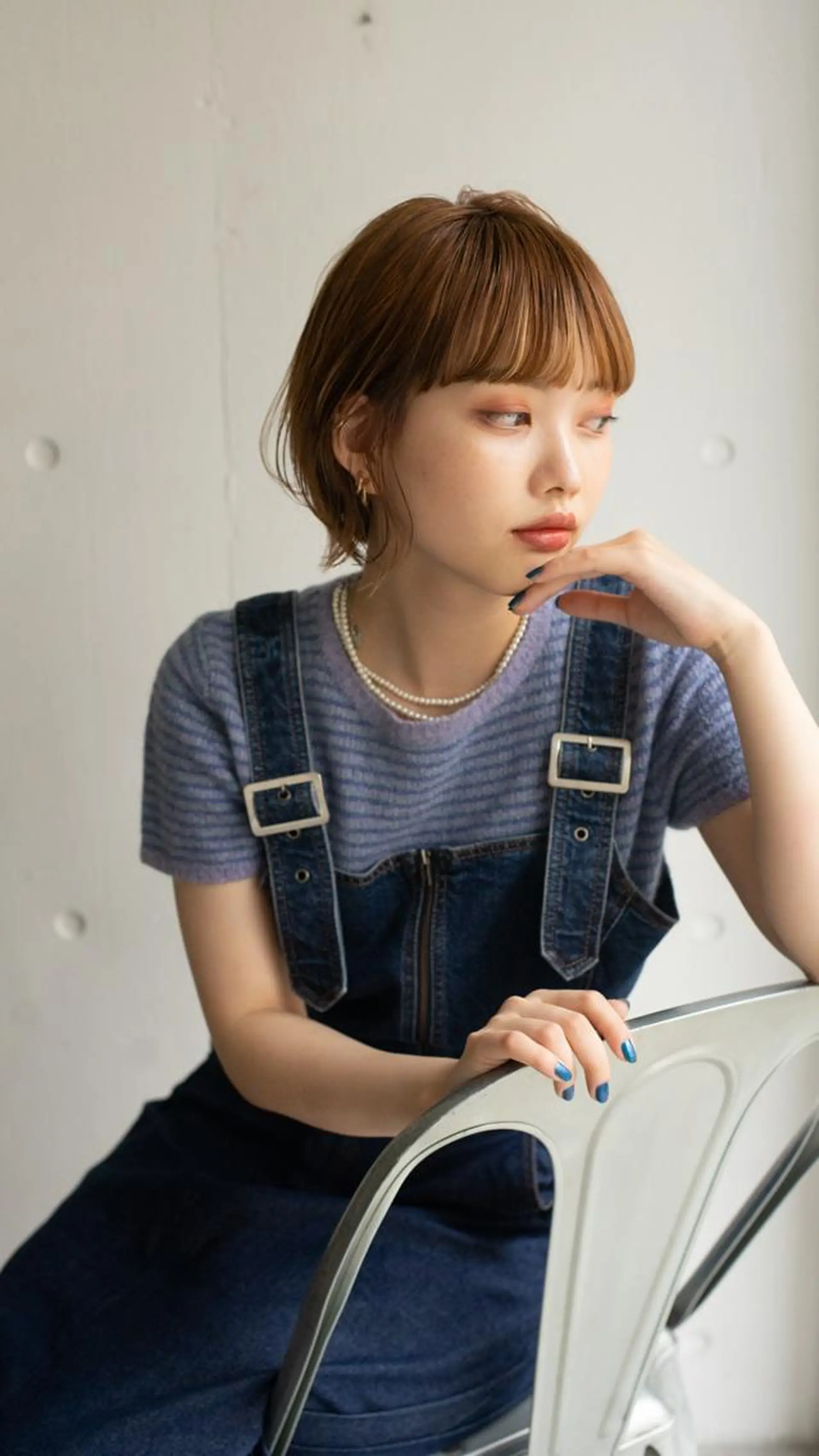 ショート カラー ベージュカラー ブラウンカラー ボブ 外ハネヘア ワイドバング カット ミク／ 北参道／ショートのヘアスタイル