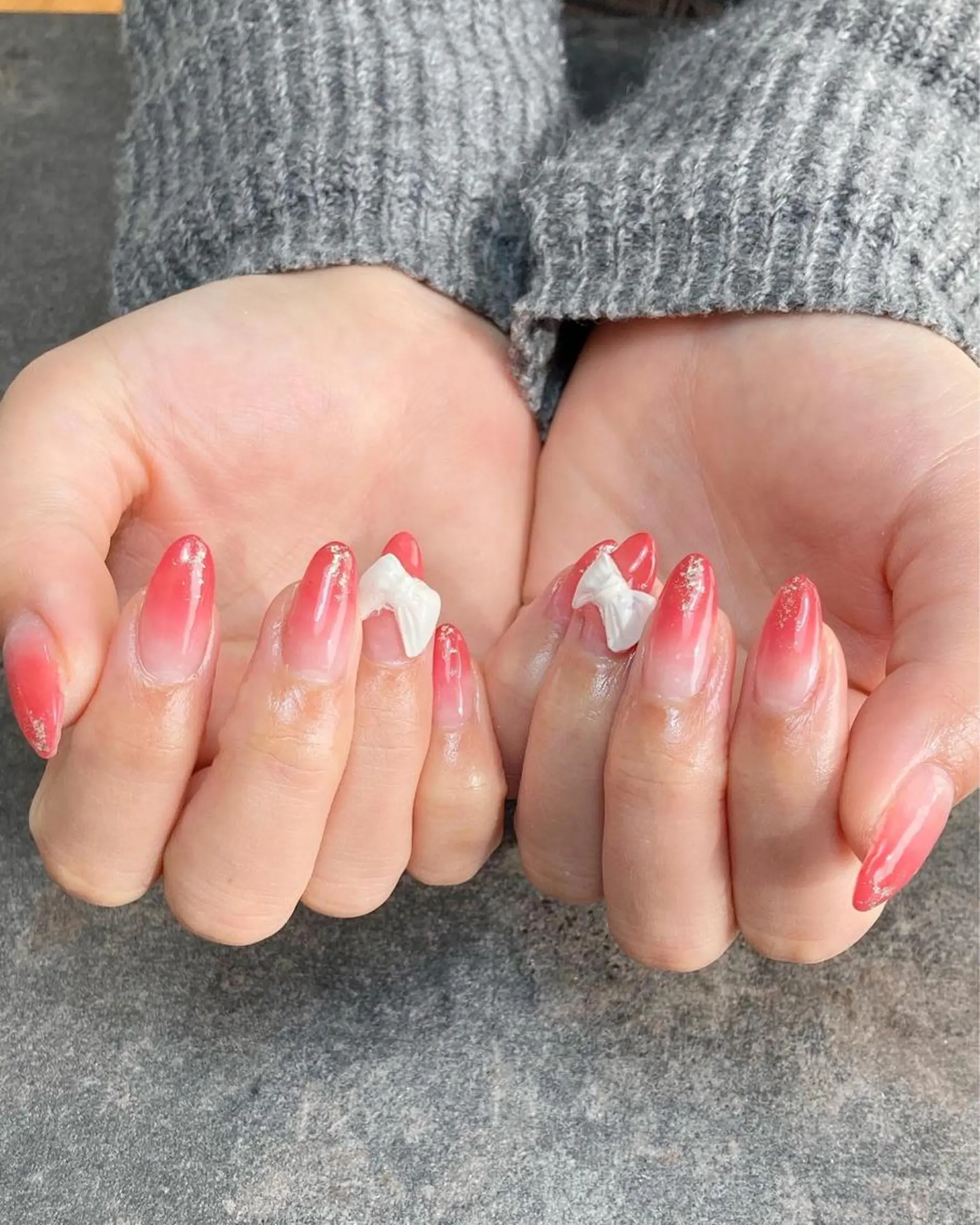 ネイル グラデーション リボン ハンドネイル NailSalon liberのネイルデザイン