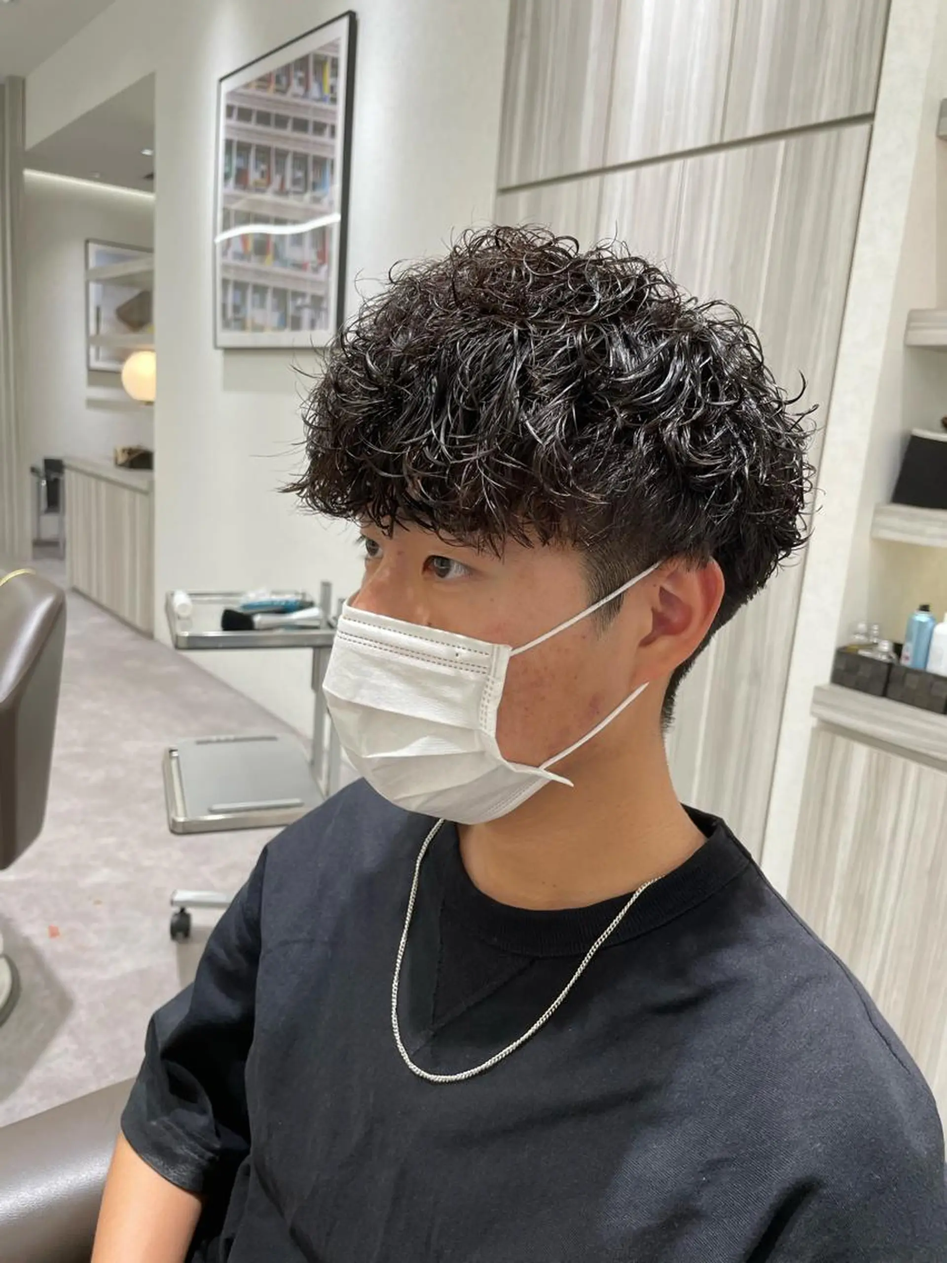 ショート パーマ メンズ マッシュ 刈り上げ カット メンズ特化/矢場町駅 徒歩1分/岡本一真のヘアスタイル