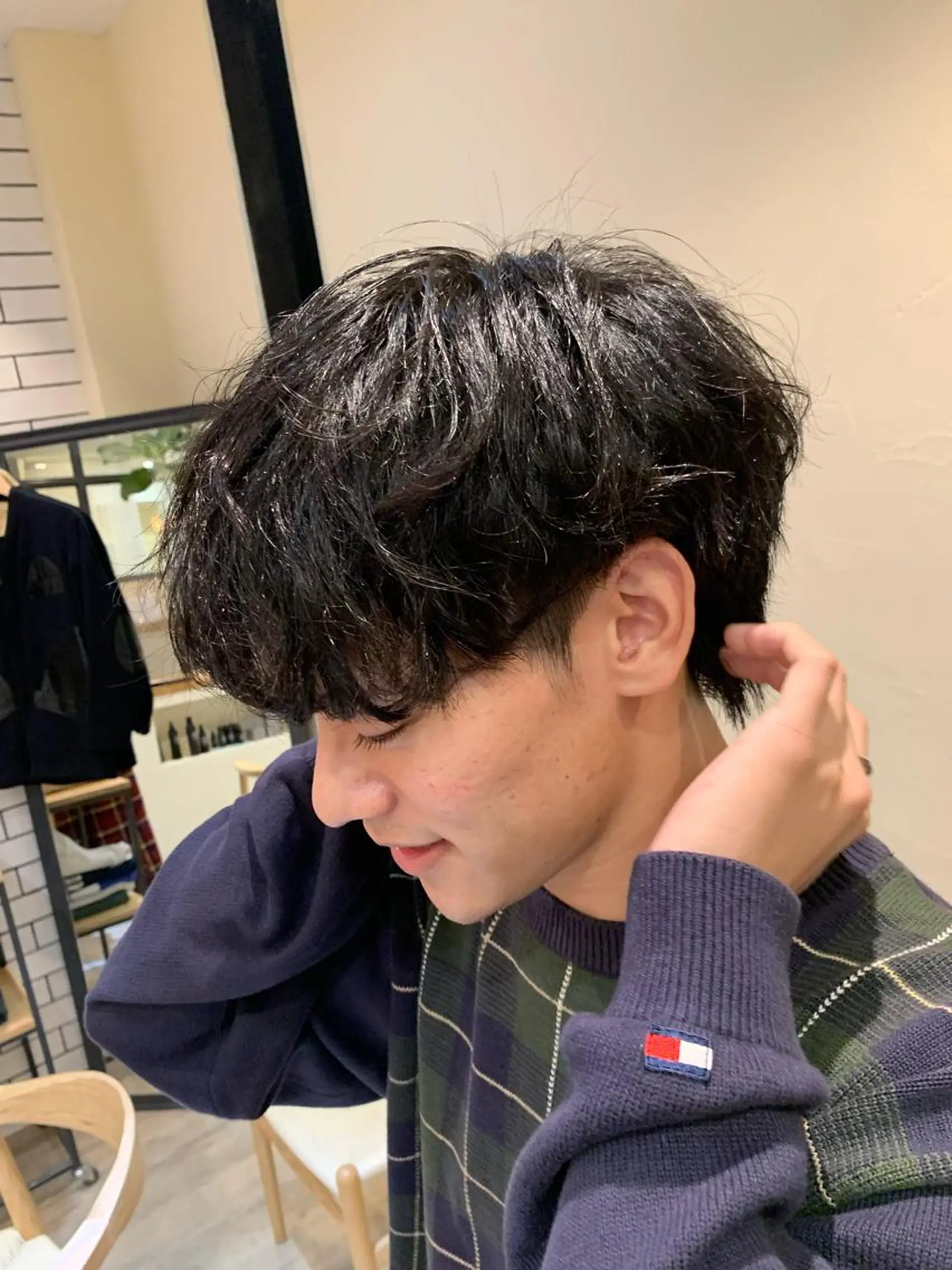 ミディアム パーマ メンズ 刈り上げ メンズウルフカット ウルフカット 【豊橋】似合せカット SHEEFTタイガのヘアスタイル