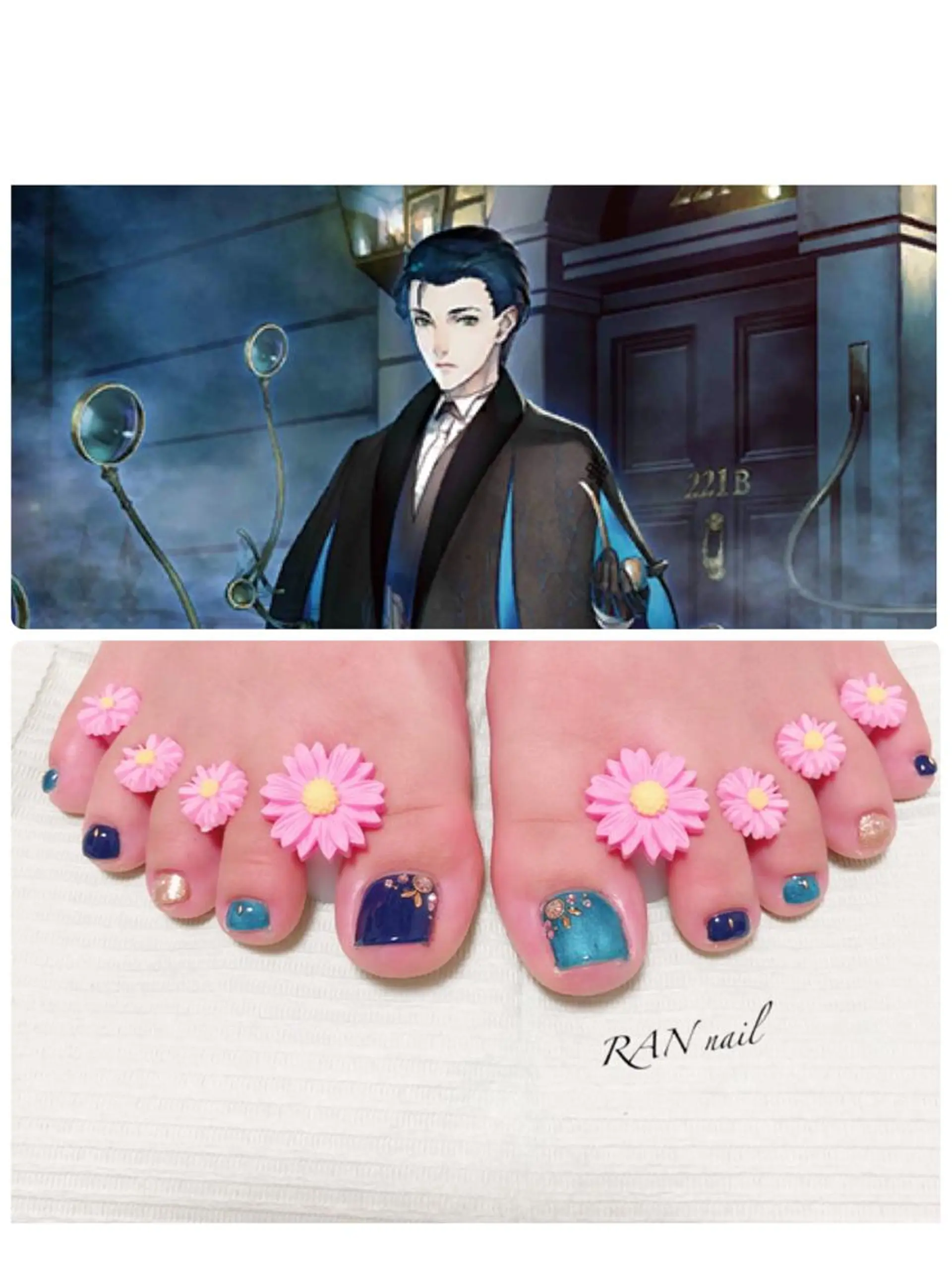 ネイル ブルー ゴールド グリーン ネイビー ストーンネイル ハンドネイル フットネイル RAN nailのネイルデザイン