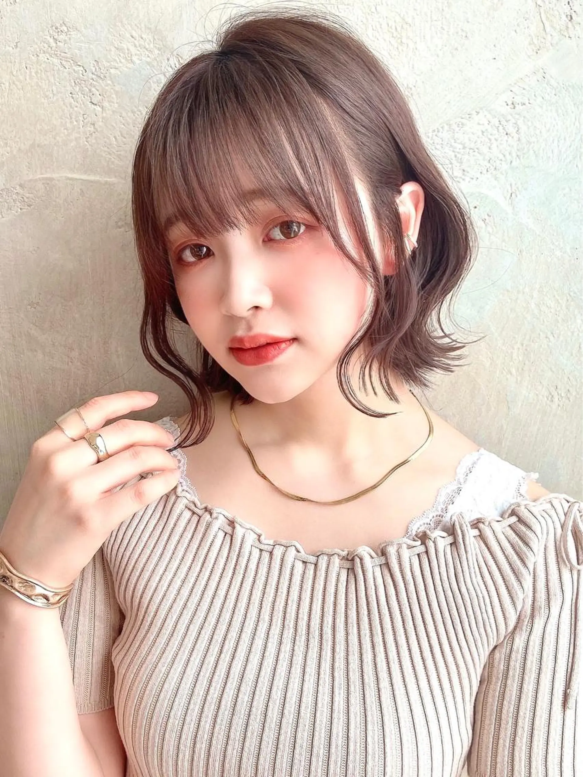 セミロング カラー パーマ ヘアアレンジ くびれヘア 🌈小顔似合わせ SHIHO🌈のヘアスタイル