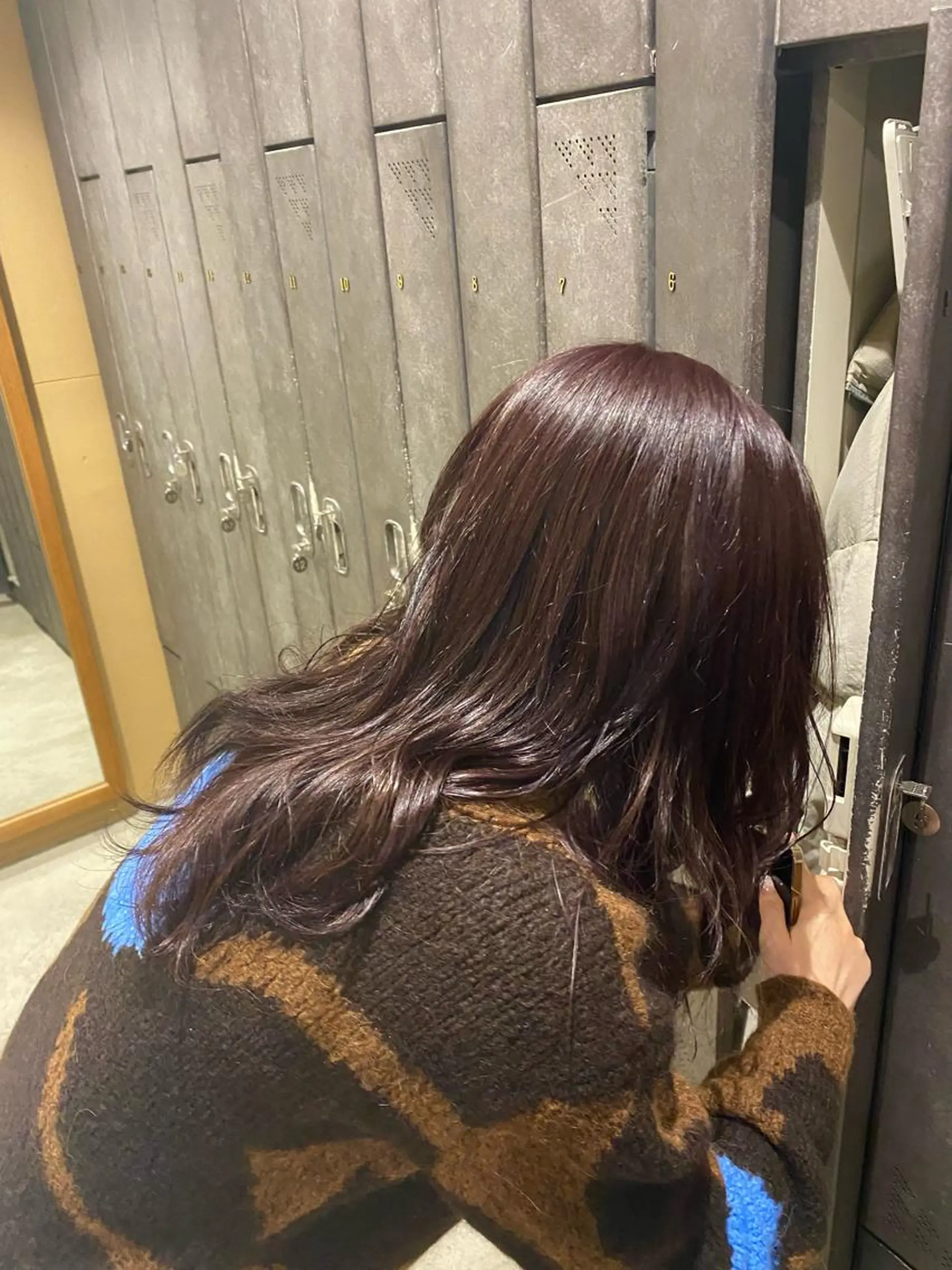 ミディアム カラー ブラウンカラー パープルカラー パープルブラウン ヘアカラー nana/ボブ/ レイヤー/梅田のヘアスタイル