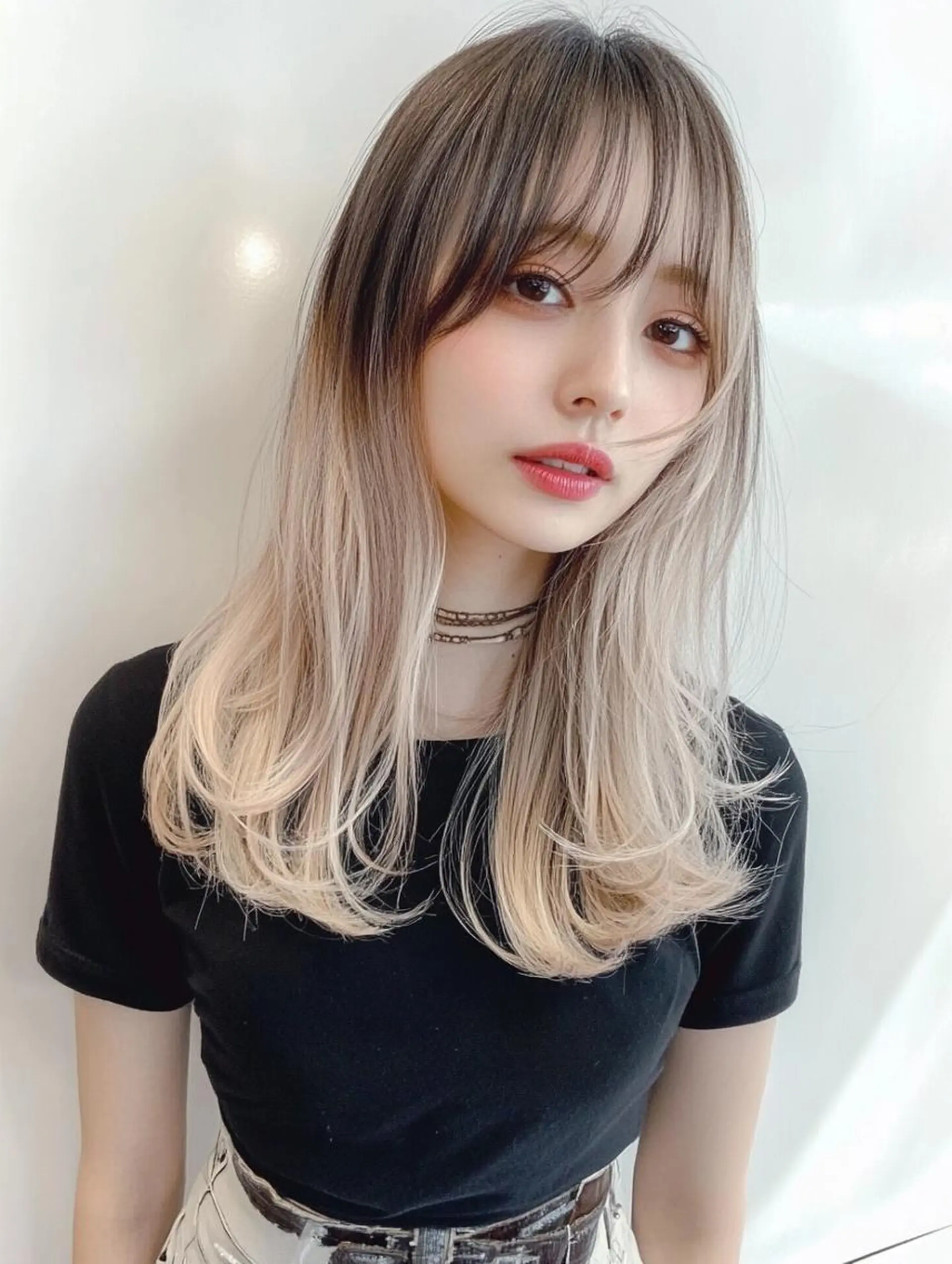 セミロング カラー ヘアカラー トリートメント ユイ☆ハイトーン ☆ブリーチデザインのヘアスタイル