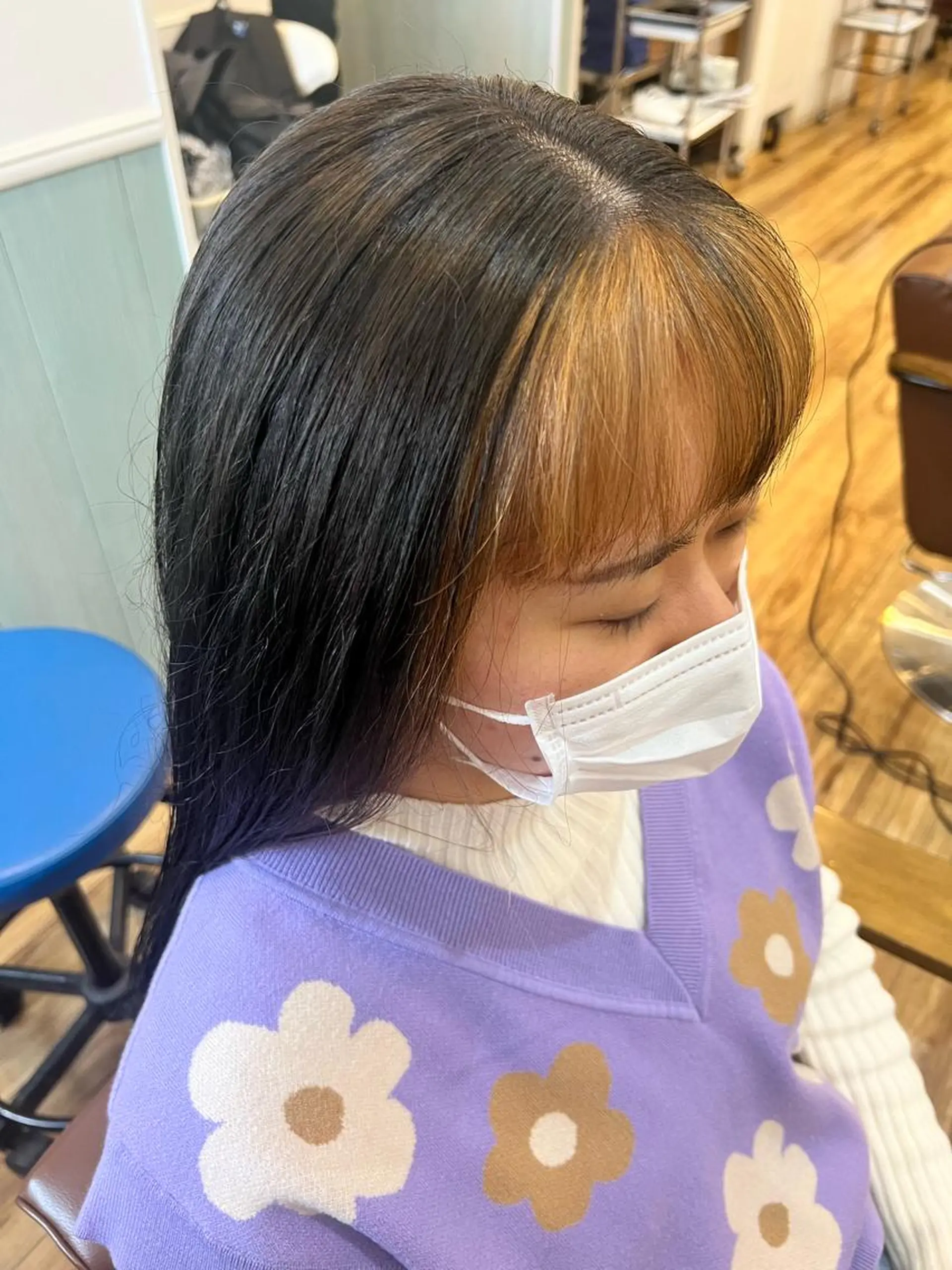 ロング カラー 黒髪 インナーカラー 🐰ハイトーンカラー 畠山　渡🐰のヘアスタイル