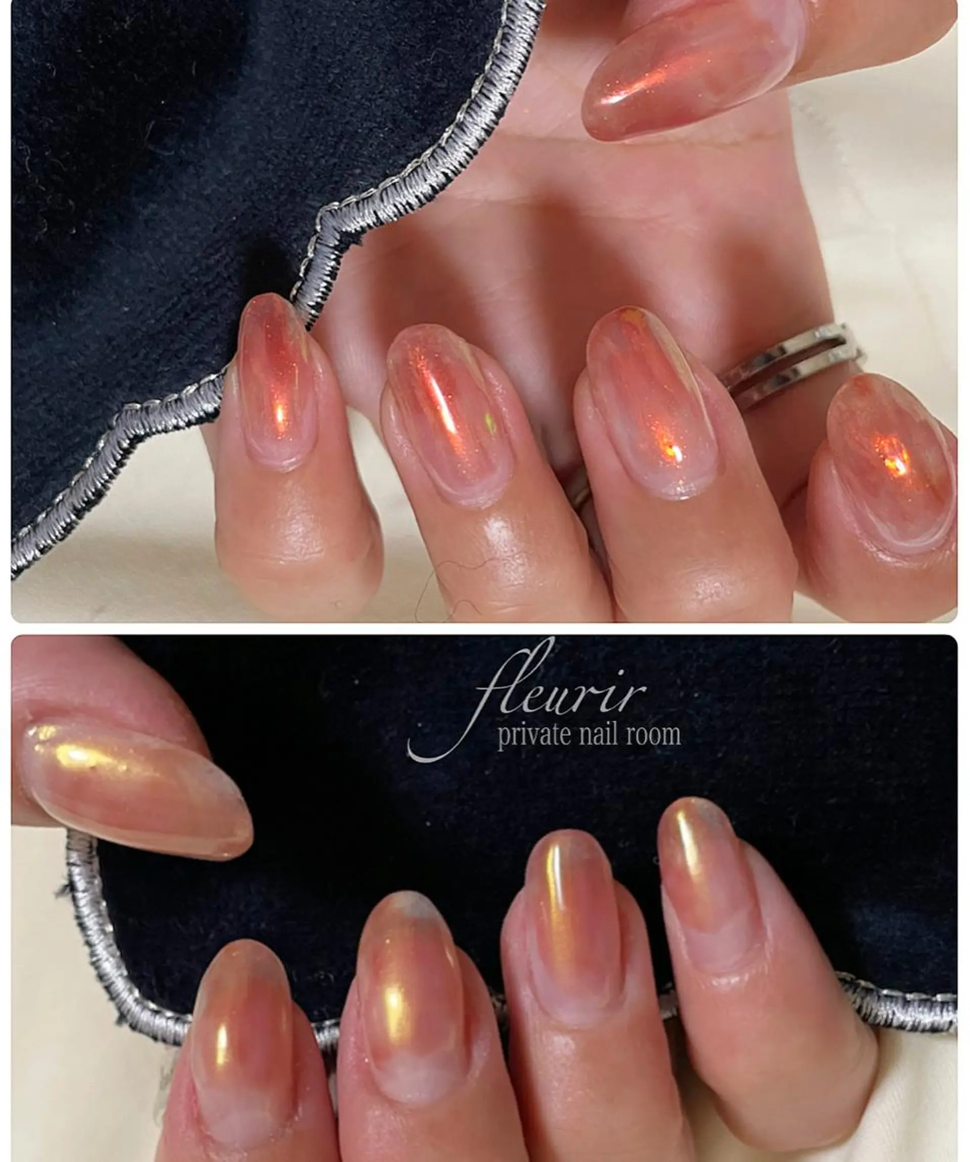 ネイル アートネイル オーロラネイル クリアネイル 長さ出し ジェルネイル フルリール 【プライベートサロンのネイルデザイン