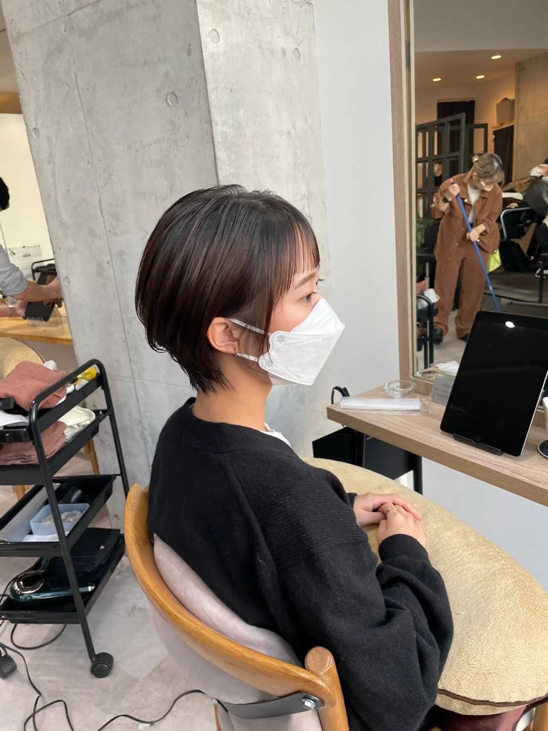 ショート 似合わせカット オン眉 ショートヘア ヘアカラー トリートメント ✨透明感カラー/縮毛 恵比寿HAYATO✨のヘアスタイル