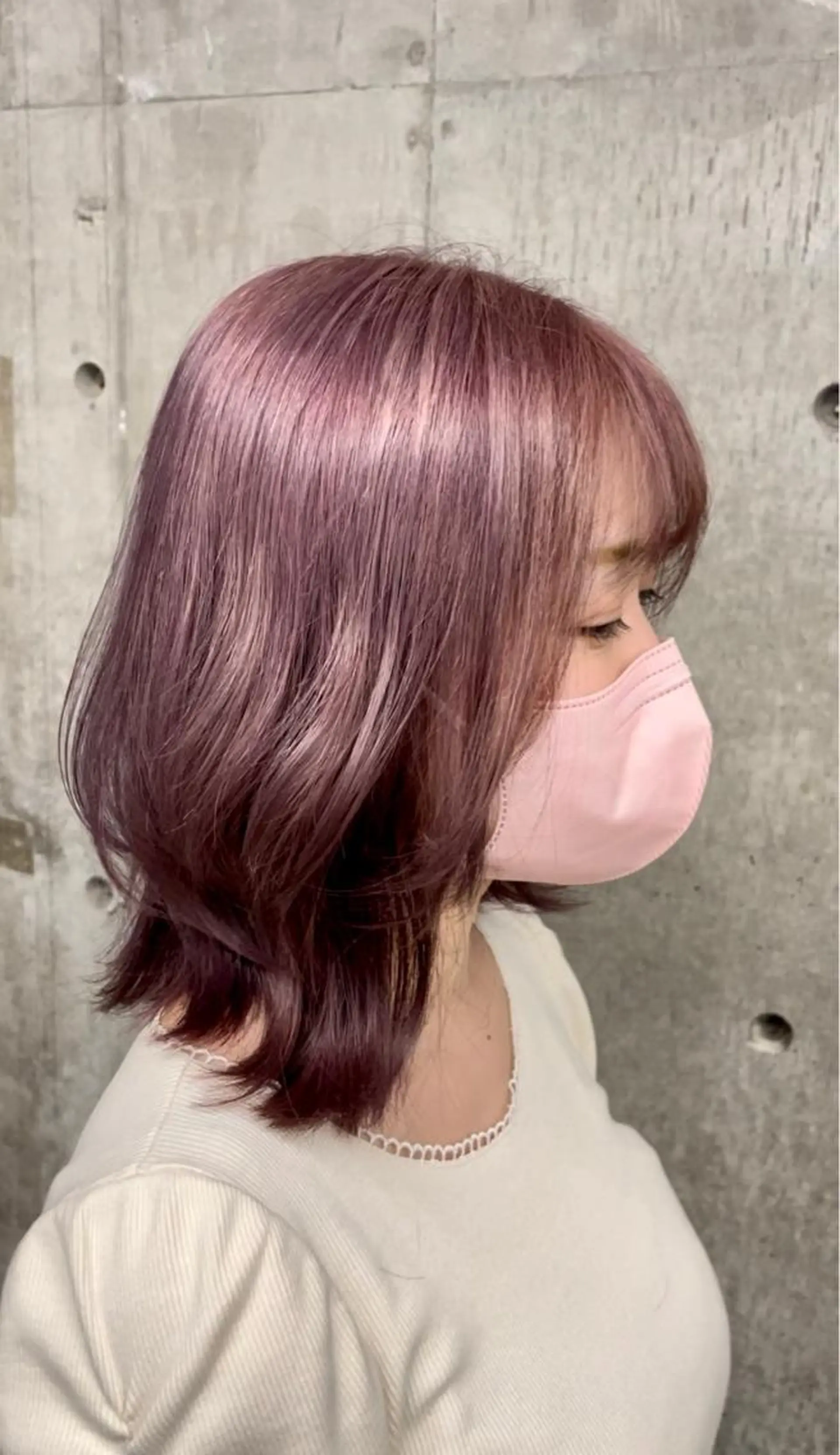 ミディアム カラー ブリーチ ピンクカラー レイヤー/透明感 カラー ☽EMIRIのヘアスタイル