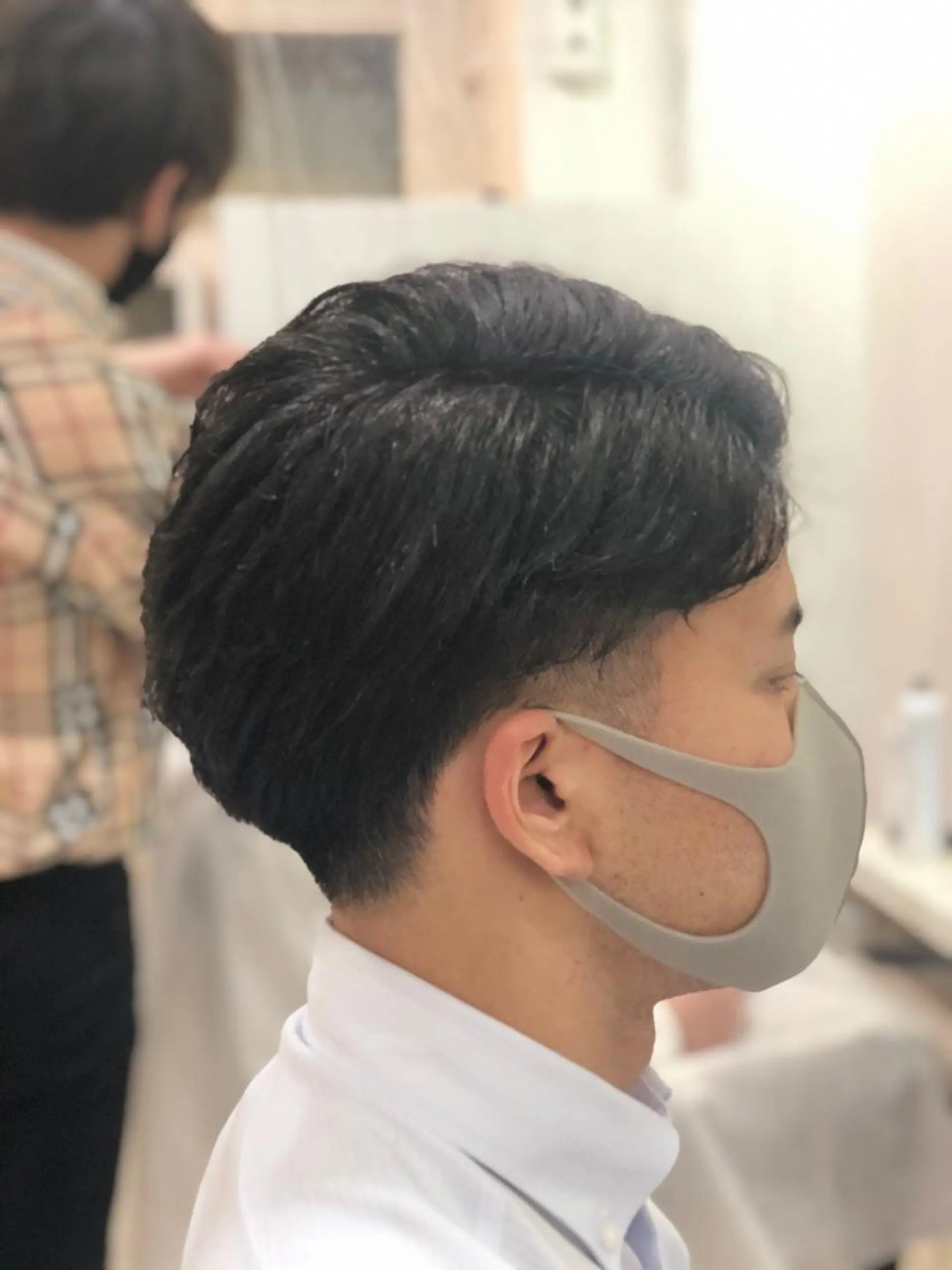 ショート パーマ メンズ 髪質改善× 白髪ぼかし溝江のヘアスタイル