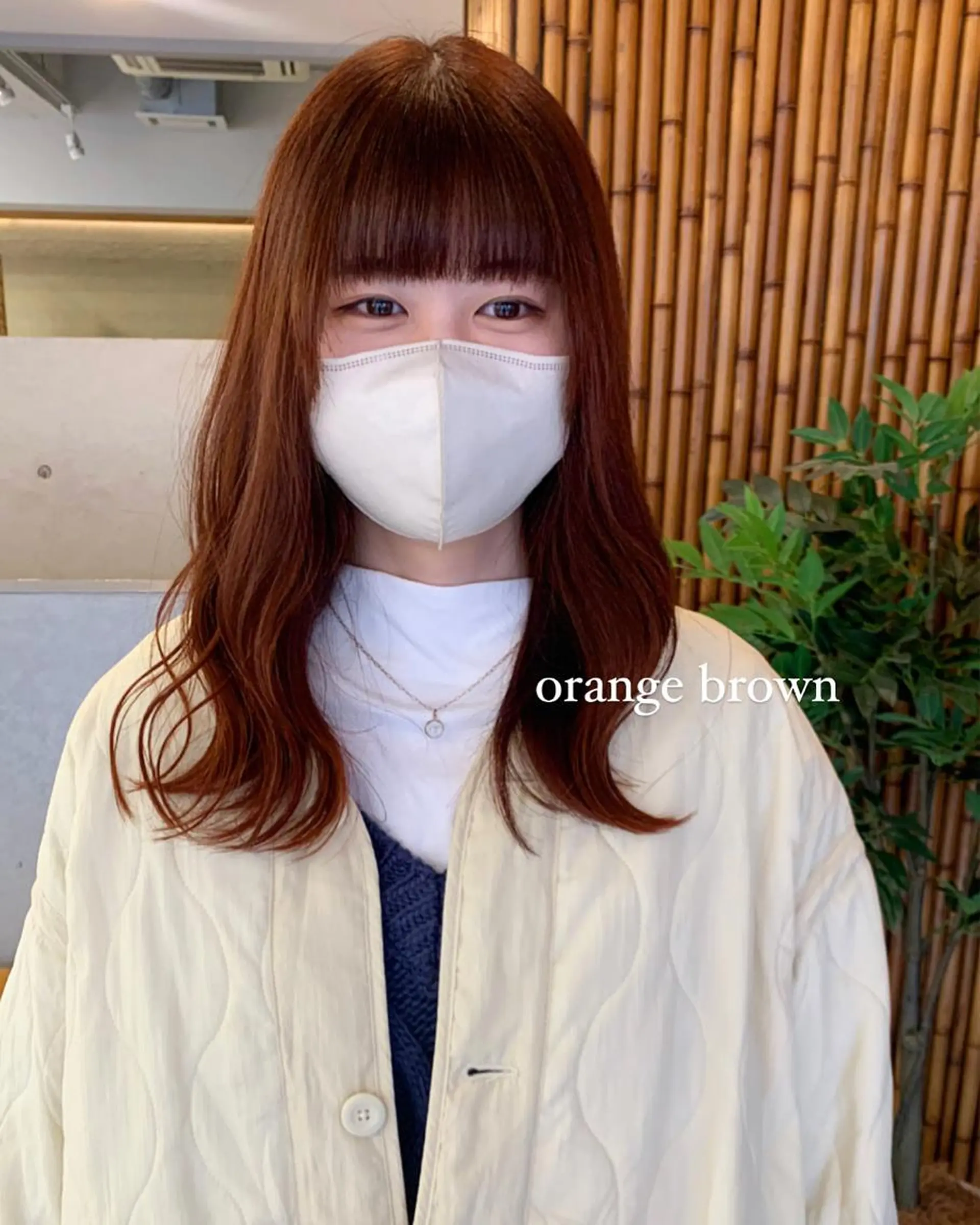 セミロング カラー ブリーチ ブラウンカラー ダブルカラー ブリーチなしカラー オレンジ ヘアカラー トリートメント 山下恋佳/矢場町/ ブリーチ/ショートのヘアスタイル