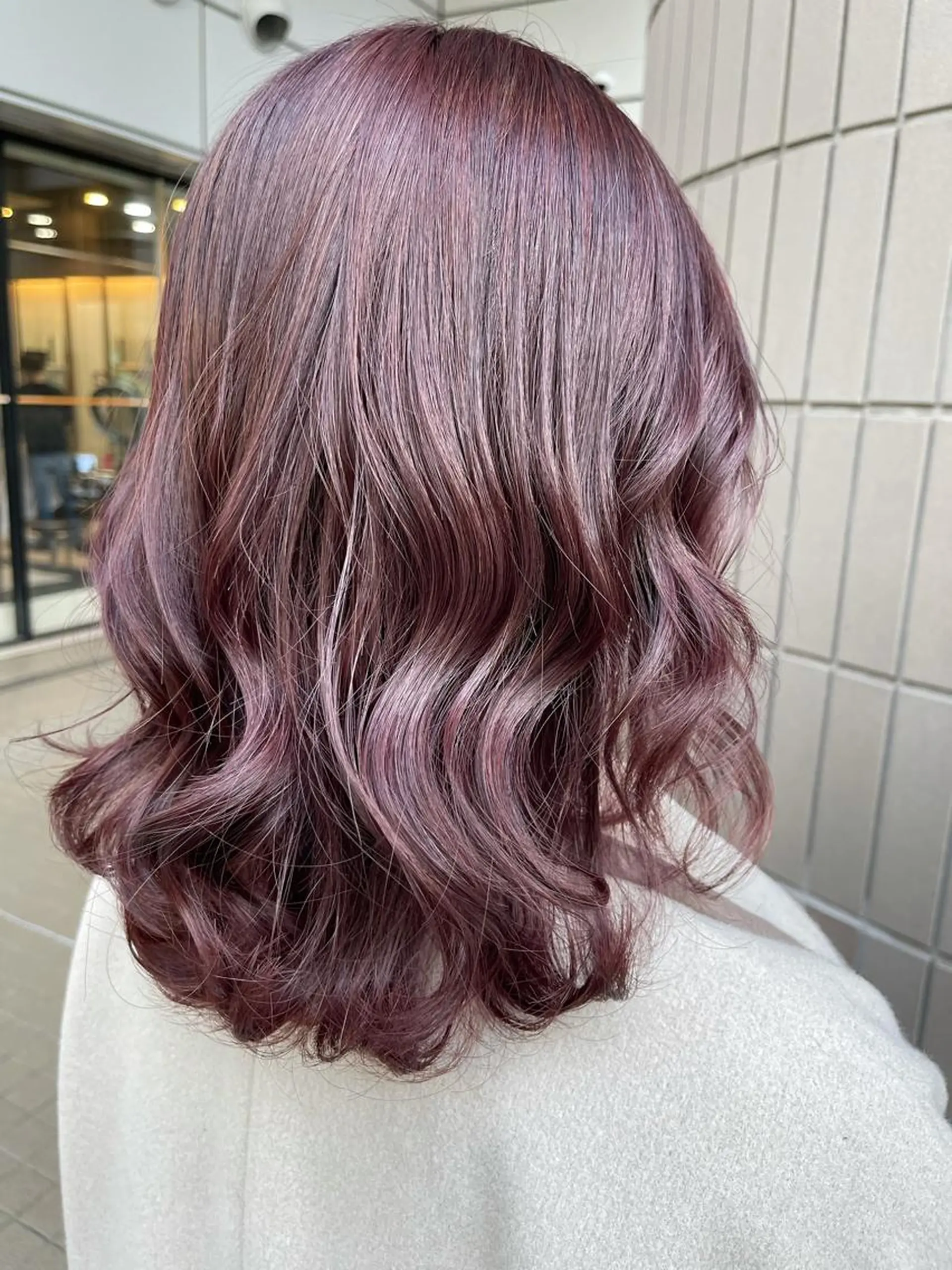 セミロング カラー ラベンダーカラー ピンクカラー ピンクラベンダー カット ヘアカラー トリートメント Zina天王寺 CHIAKIのヘアスタイル