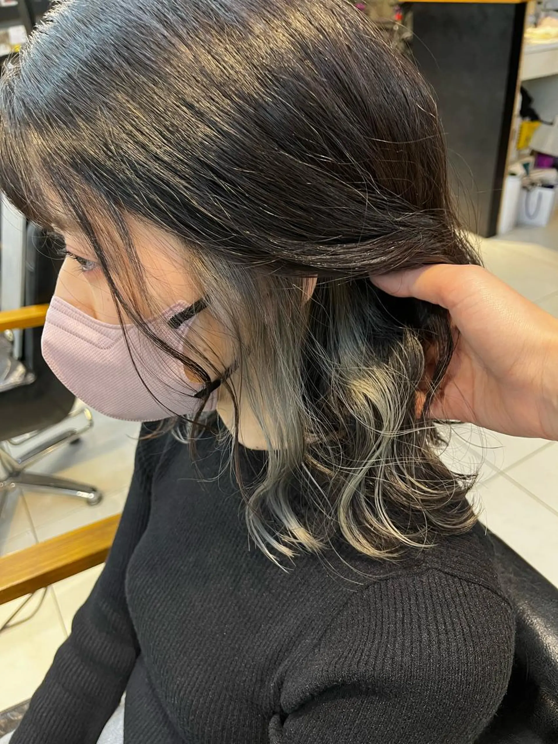 ミディアム カラー ヘアアレンジ キッズ ネイル マツエク・マツパ イヤリングカラー ヘアカラー トリートメント 透明感カラー🤎 ゆりのヘアスタイル