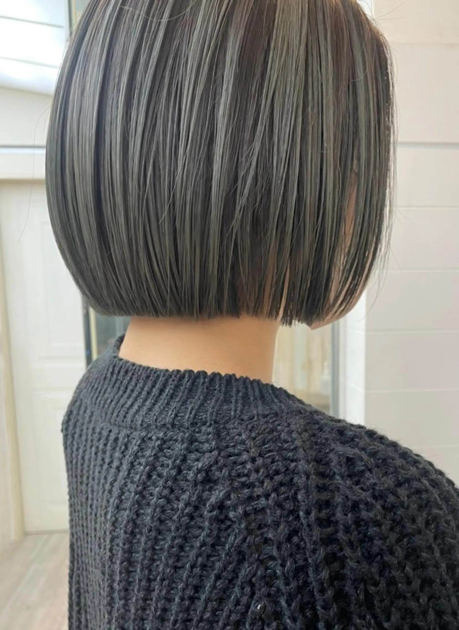 ショート アッシュ ミストバング パープルカラー ボブ デート カット ヘアカラー N° anfeel 渋谷🪞🫧のヘアスタイル