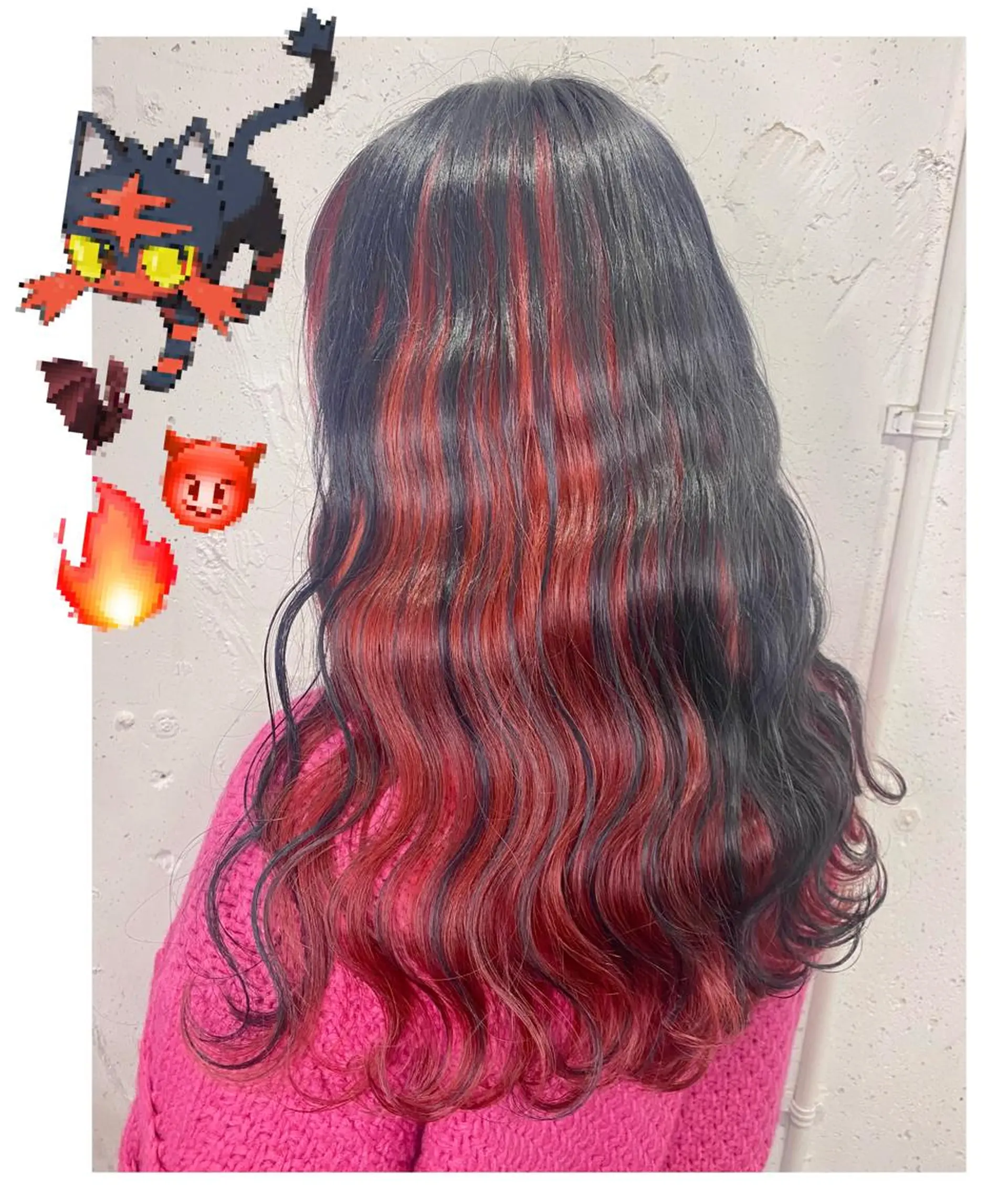 ロング カラー 黒髪 レッドカラー TSUNO🦖 派手髪/オタク美容師のヘアスタイル